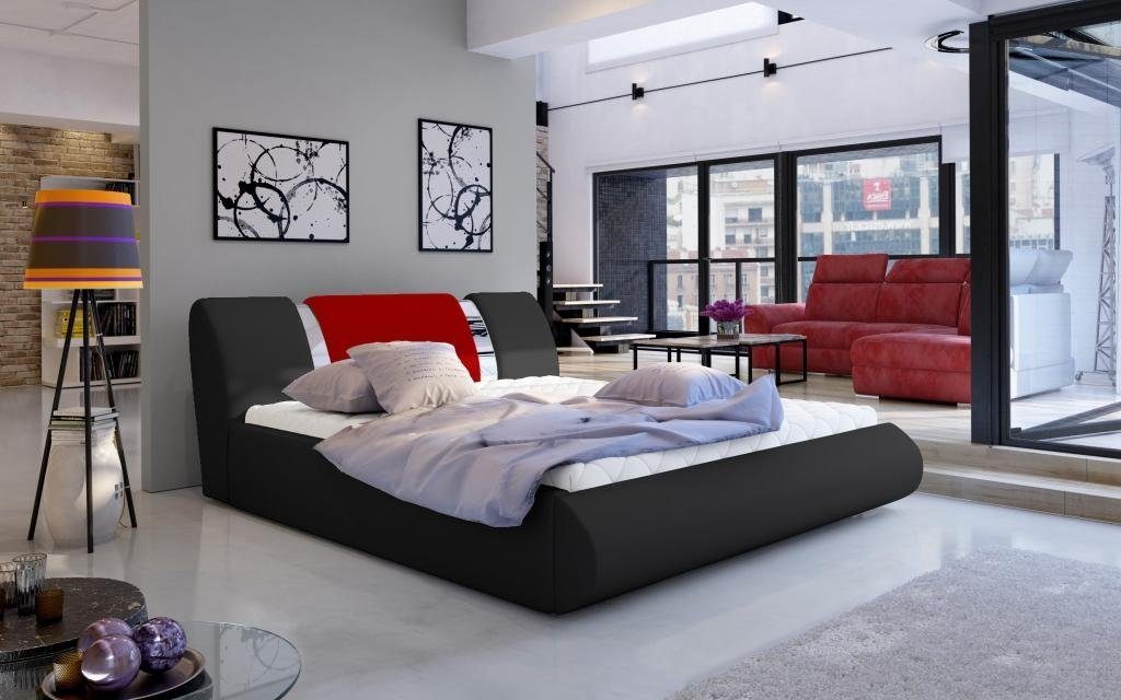 Betten Bett Luxus Schlafzimmermöbel Schwarz Design Weiß Schwarz/Rot Boxspring Bett Auerswald
