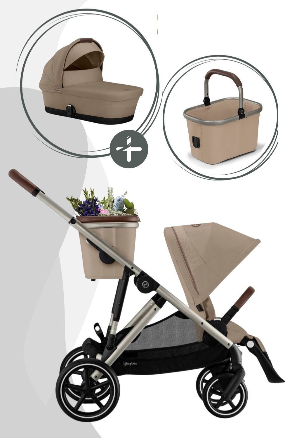 Cybex Kombi-Kinderwagen Gazelle S Kinderwagen inklusive Cot S Babywanne, Kombinationen, Buggy, Travelsystem, Geschwister, oder Zwillingswagen