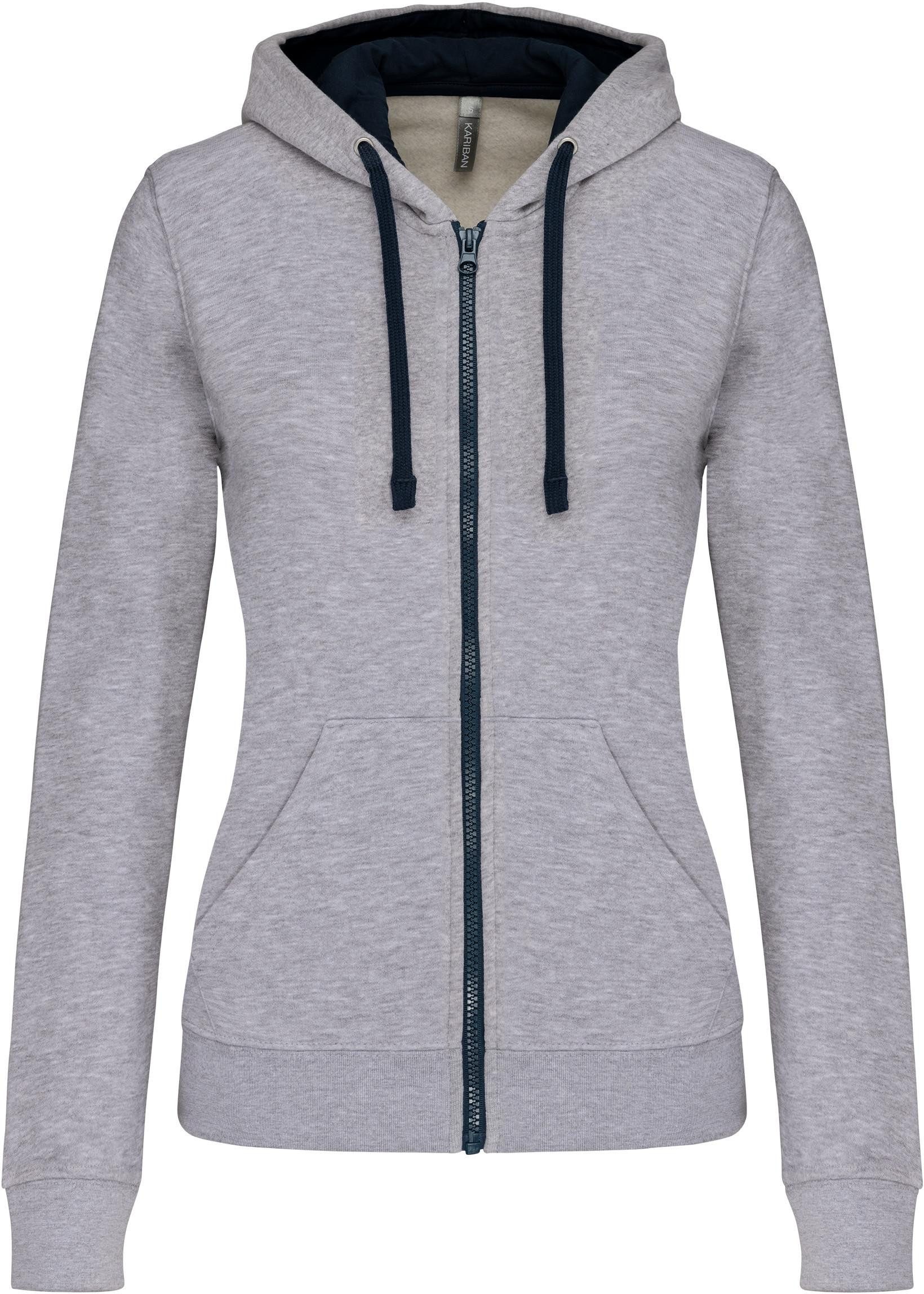 Kariban Kapuzensweatjacke DAMEN-KAPUZENSWEATSHIRT BICOLOR mit Reißverschlus günstig online kaufen