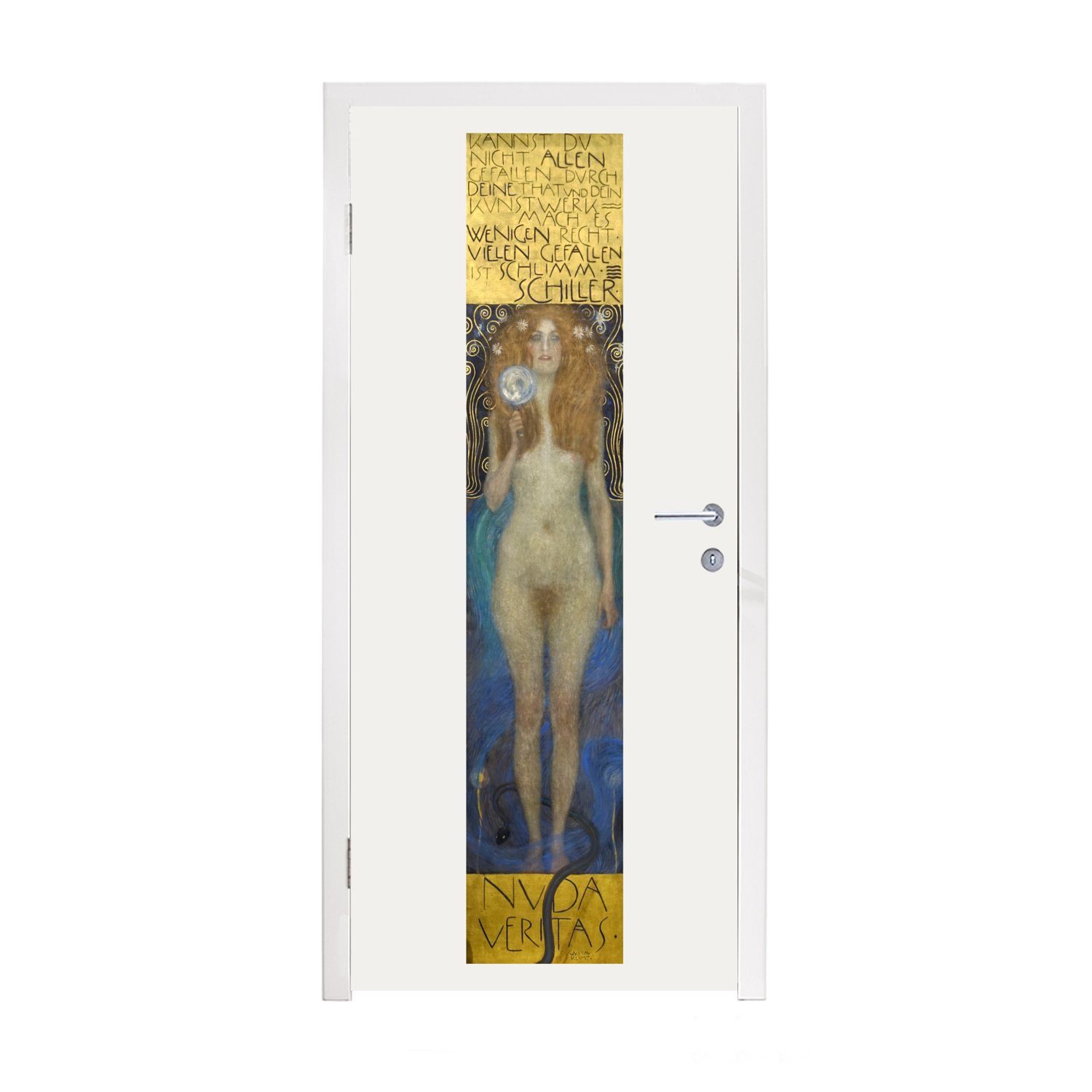 MuchoWow Türtapete Nuda veritas - Gustav Klimt, Matt, bedruckt, (1 St), Fototapete für Tür, Türaufkleber, 75x205 cm