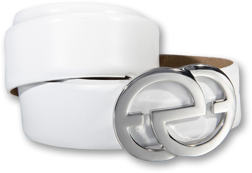 Koppelgürtel weiß elegante Druckschließe Silbergift Markante,