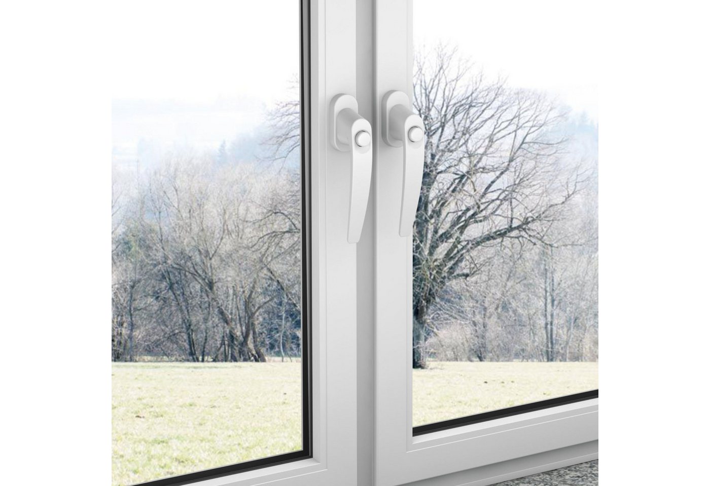 Thumbnail - BASI Fenstergriff Fenstergriff mit Druckknopfsicherung, 5x Fenstergriff - Alu Weiß, (Spar-Set, 5-tlg), Aluminium, 2-schr...