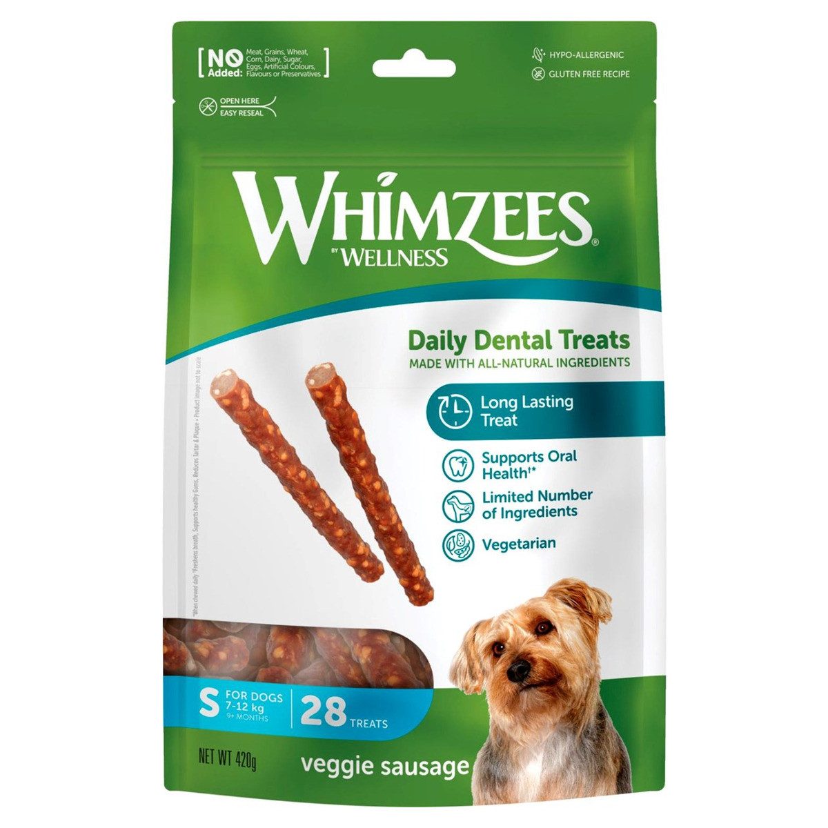 Whimzees Veggie Sausage S 360 g, für: Hund