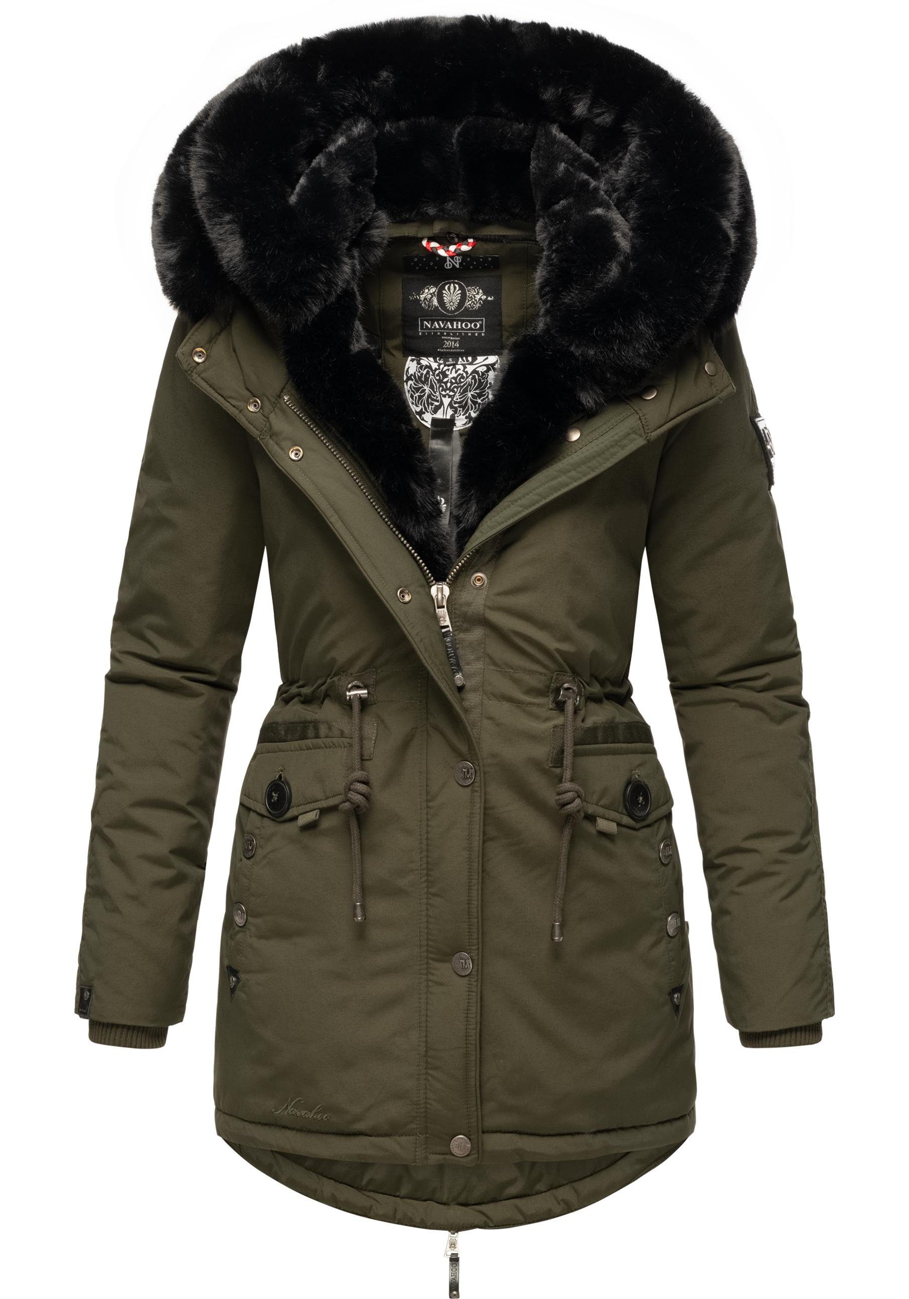Navahoo Wintermantel Sweety Deluxe modischer Winterparka mit großer doppelter Kapuze