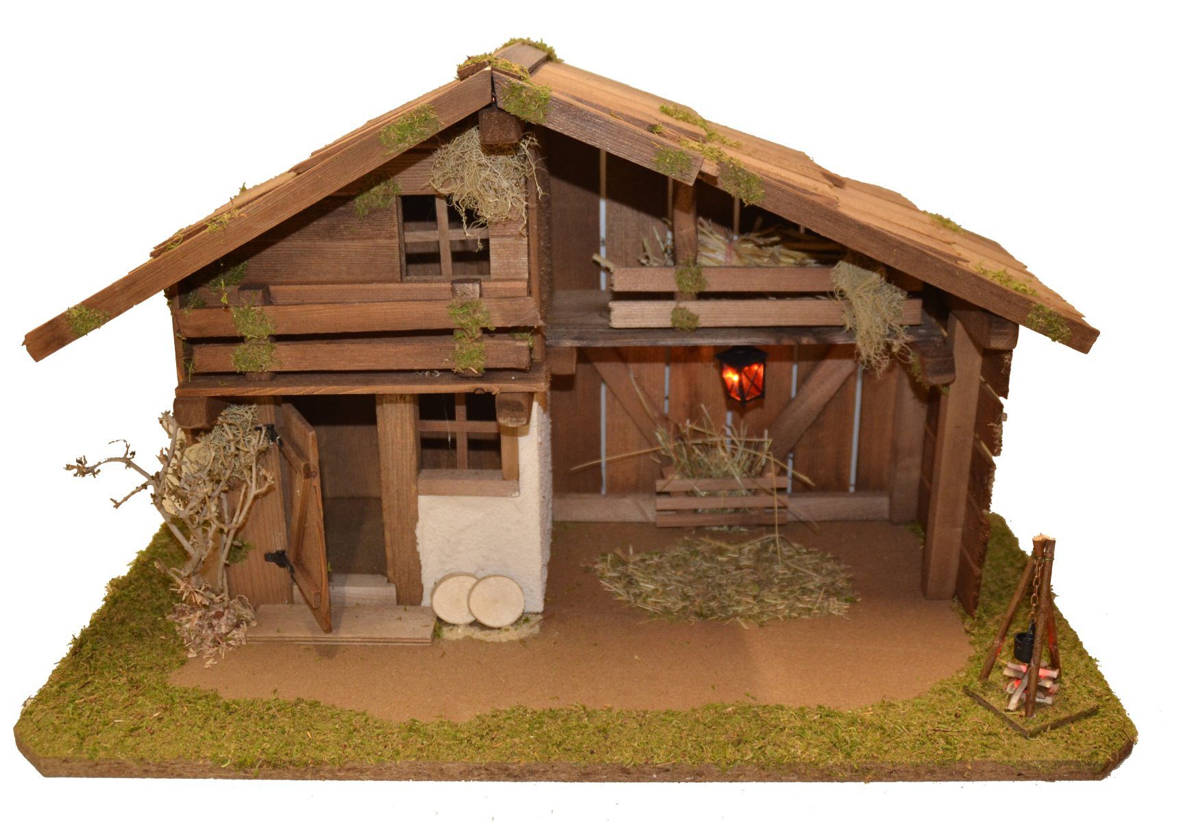 Alfred Kolbe Krippe Krippenstall ohne Trafo, mit Busch, Laterne, Lagerfeuer günstig online kaufen