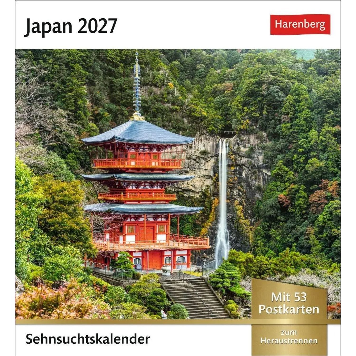 Harenberg Kalender Verlag Tischkalender Japan Sehnsuchtskalender 2027 - Wochenkalender mit 53 Postkarten