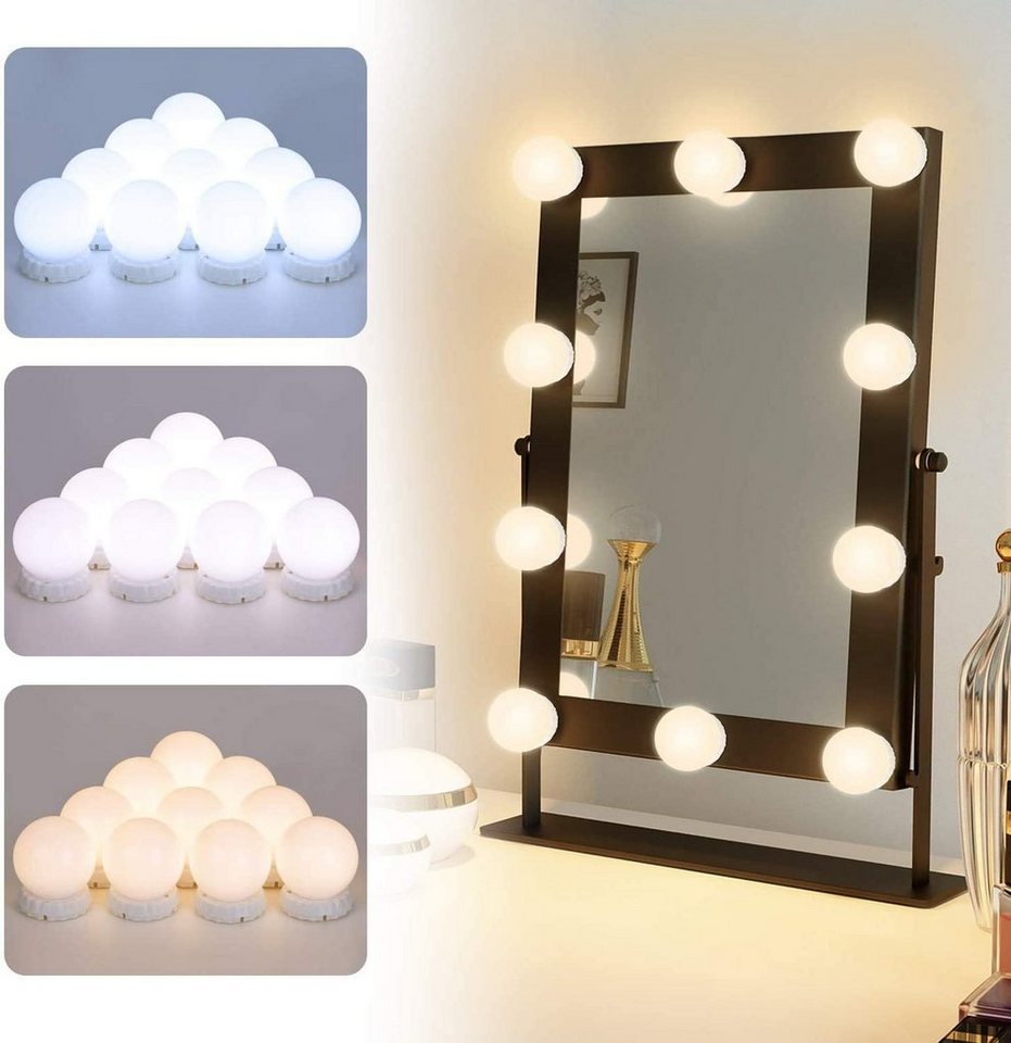 Schminktisch Beleuchtung Hollywood Spiegel USB 10 LEDs Licht für Kosmetikspiegel