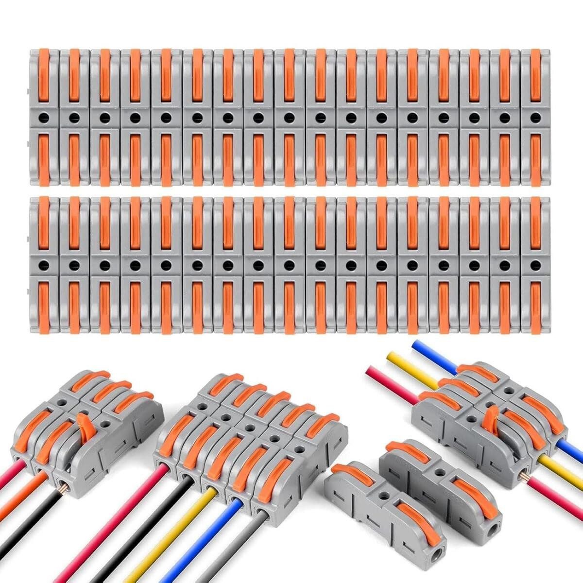 FELIXLEO Verbindungsklemme Klemmen Verbindungsklemme Hebel 4mm² DIY Kabelverbinder, 120-tlg.