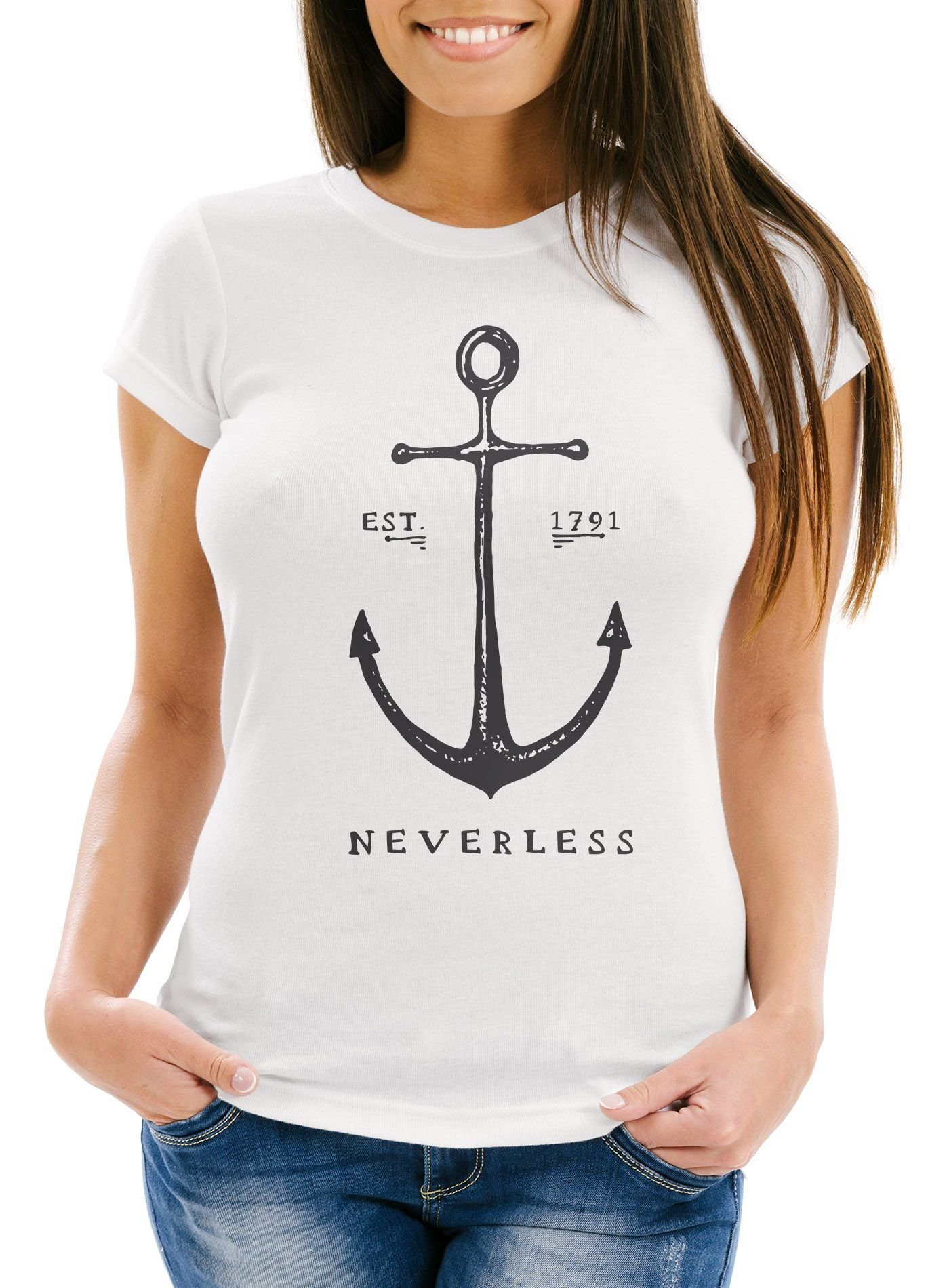 Print-Shirt Damen T-Shirt Anker Slim Fit Neverless®