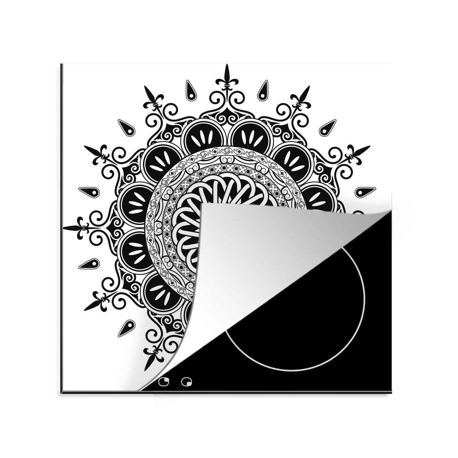 MuchoWow Herdblende-/Abdeckplatte Mandala mit gotischen Ornamenten, Vinyl, (1 tlg), 78x78 cm, Ceranfeldabdeckung, Arbeitsplatte für küche