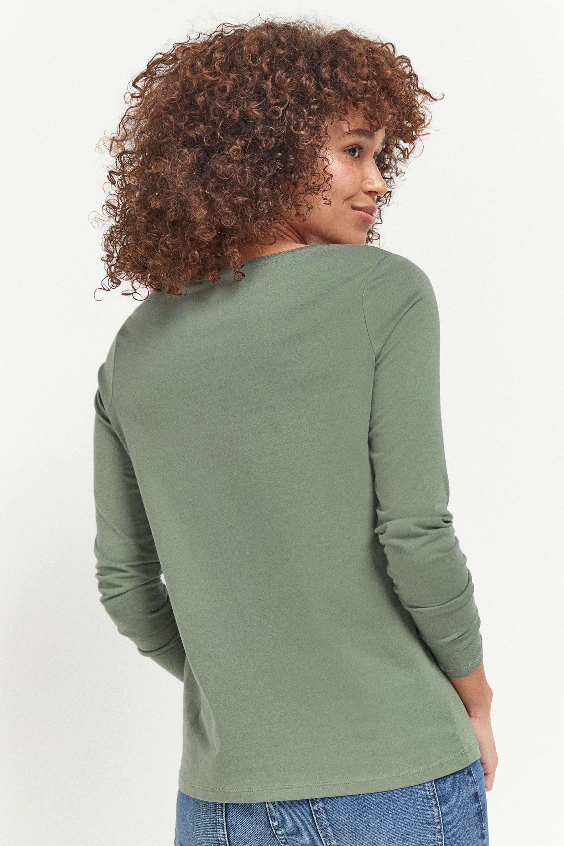 Next Langarmshirt Langärmeliges Green (1-tlg) Shirt Khaki