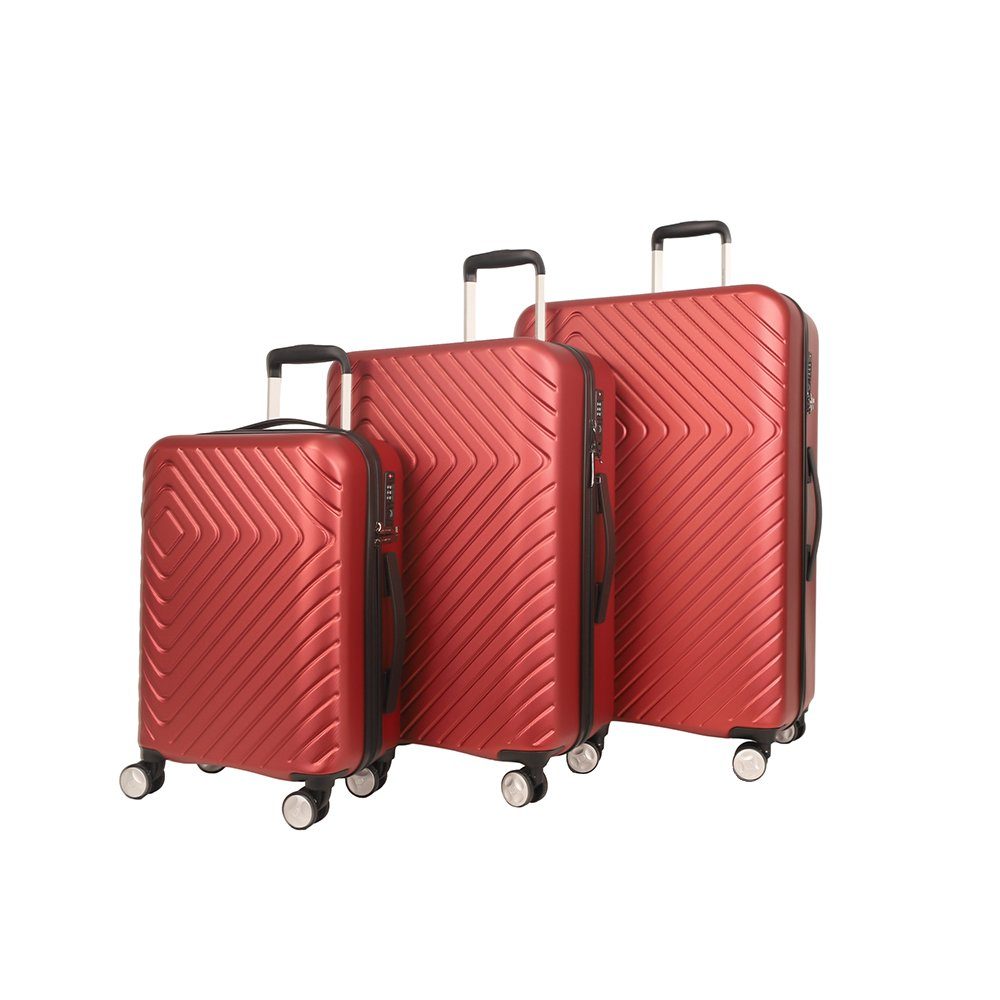 NEWCOM Hartschalen-Trolley Gepäckset Hartschale ABS+PC mit TSA-Schloss,3-teiliges-set rot