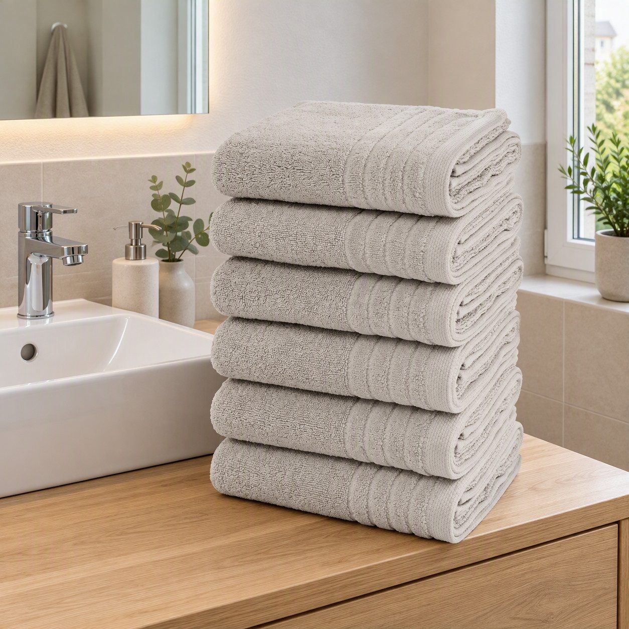 OTTO home Handtücher Sanremo Premium, Premium Handtücher, 600 gr/m², 50x100cm, Frottier (Set, 6-St), mit Bordüre, flauschig und weich, 5 Jahre Garantie – Bild 2 von 5