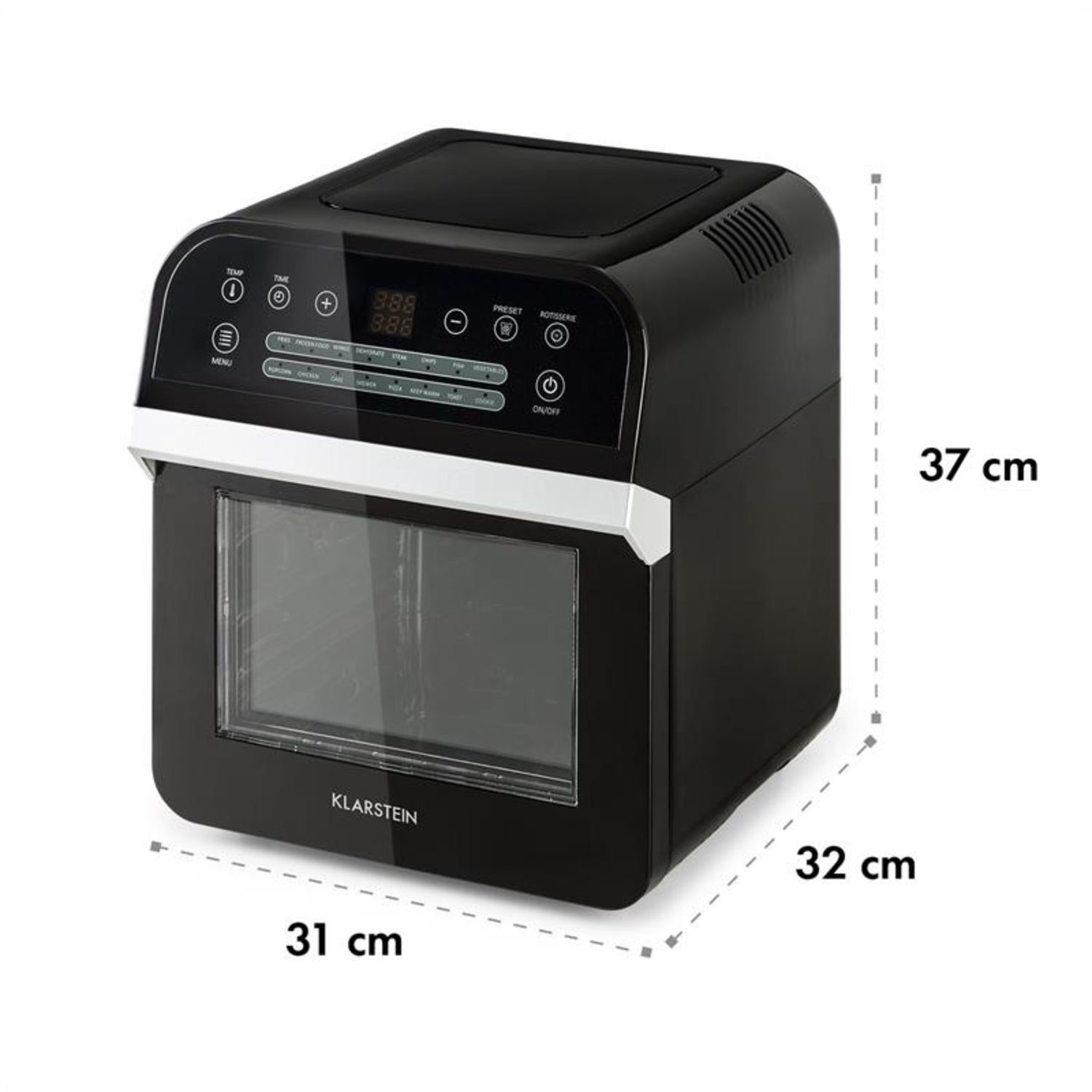 Klarstein Heißluftfritteuse, 1600 W, Air Fryer Fritteuse ohne Öl Heizluftfritteuse Heißluftfritteusen