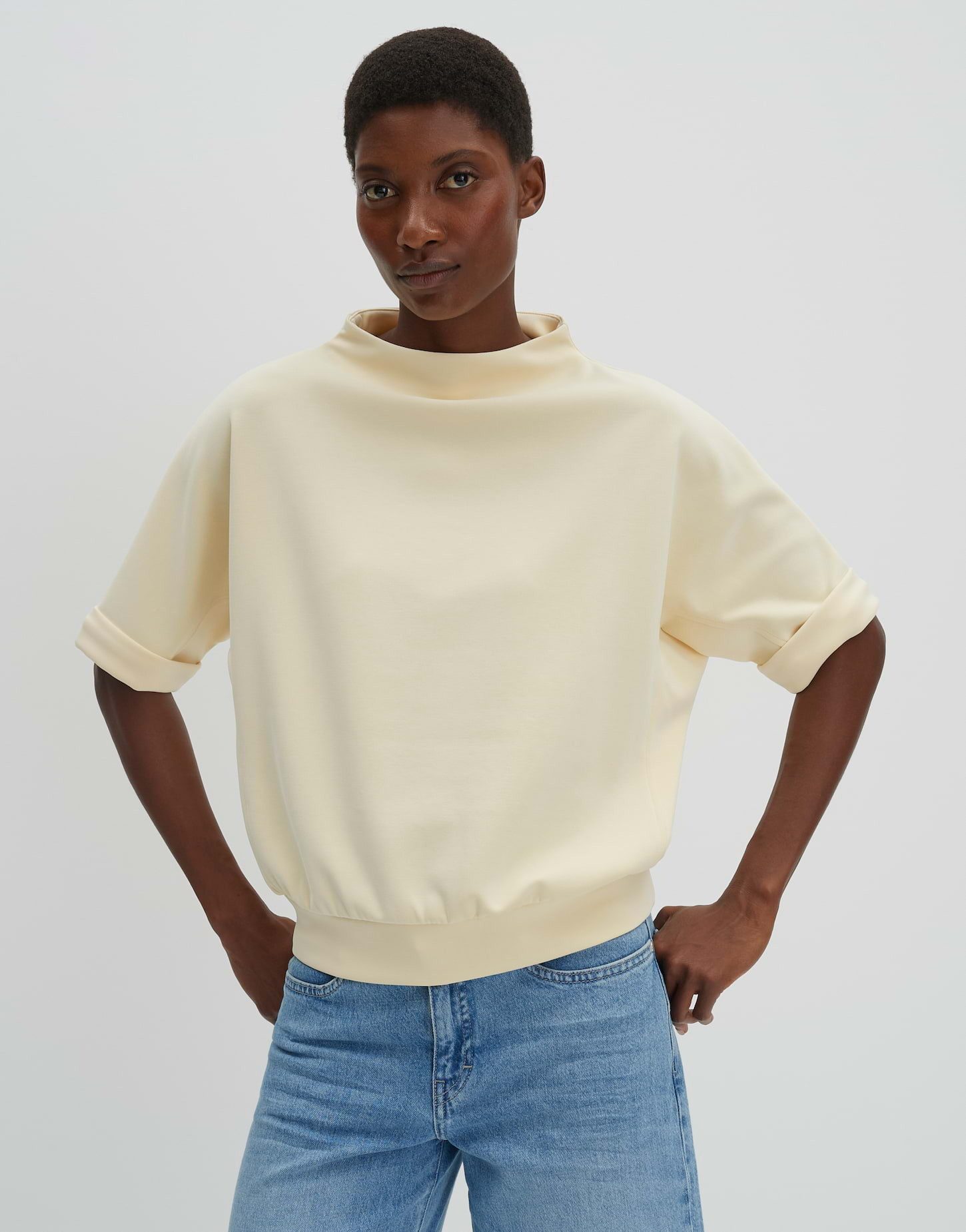 someday Sweatshirt Utaliana detail aus Cotton-Modal-Mix Ärmelaufschlag und Funnel Neck für relaxed Style
