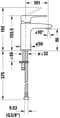 Duravit Waschtischarmatur B.1 Waschtischmischer, Größe S mit AquaControl und AirPlus, Ausladung 10,1 cm, Chrom