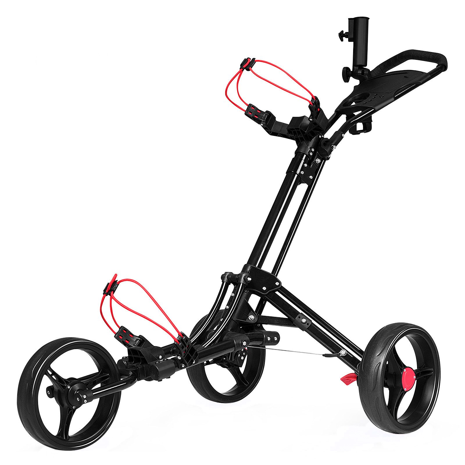 COSTWAY Golftrolley 3-Rad Golfwagen, klappbar & verstellbar, aus Alu