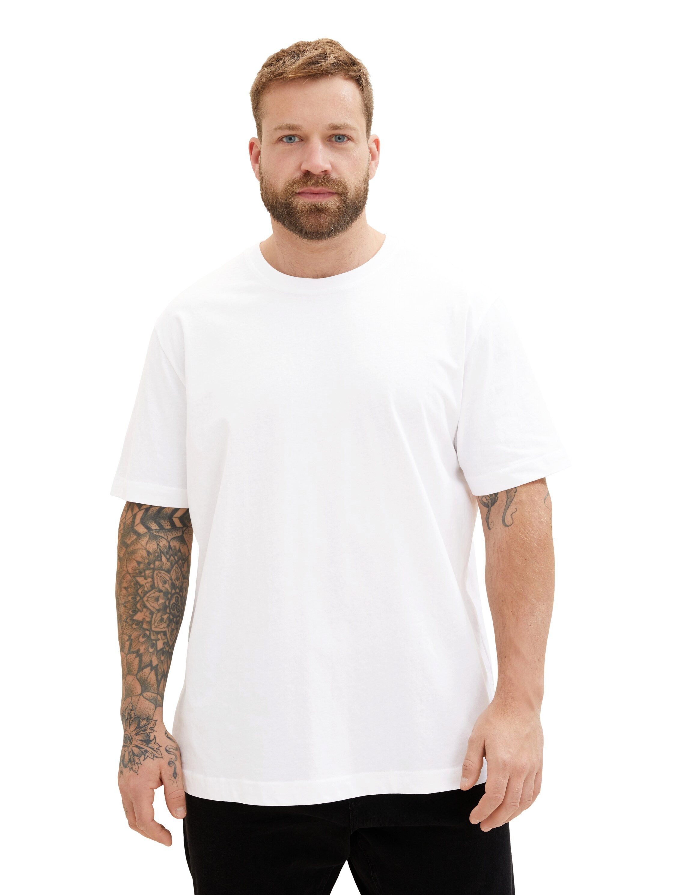TOM TAILOR PLUS T-Shirt (2-tlg) 2er Pack unifarben