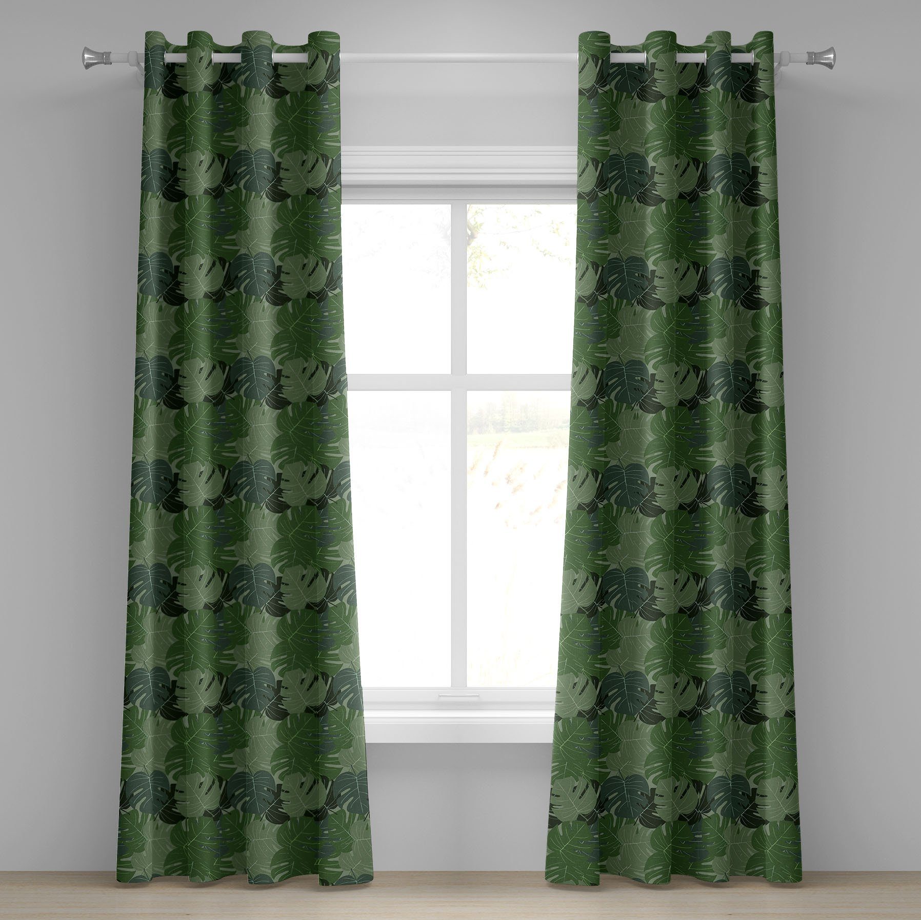 Bovlleetd Verdunkelungsvorhänge Set - 140x225cm, 2 Paneele, Grün Wald-Ombré Design, Thermisch Isoliert