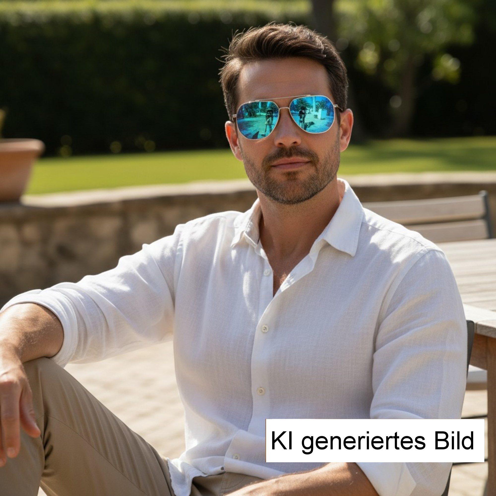 Rennec Sonnenbrille (Eckige Piloten Sonnenbrille Damen Herren Pilotenbrille XL Groß) Gläser in Grün Blau Verspiegelt Edelstahlrahmen