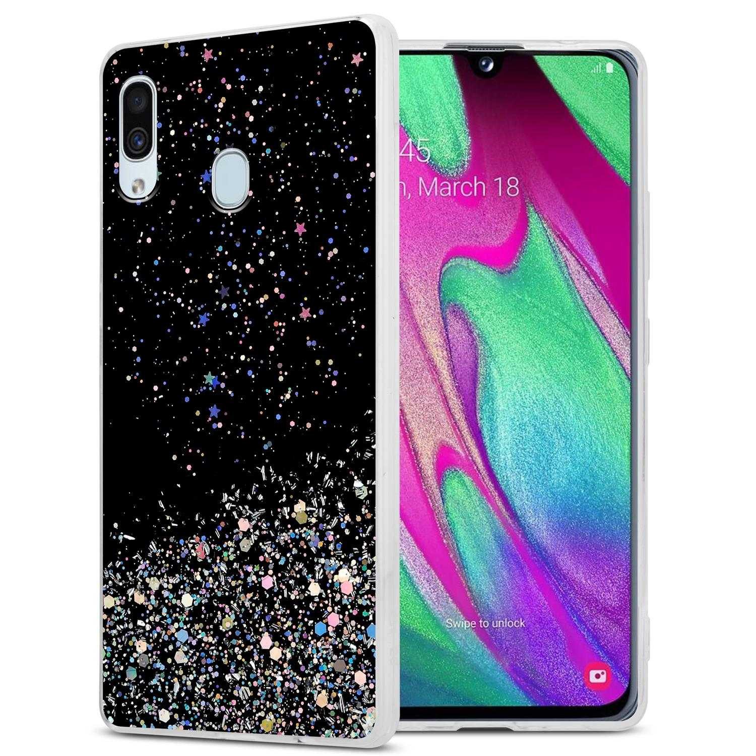 Cadorabo Handyhülle für Samsung Galaxy A40 Hülle Samsung Galaxy A40, Flexible TPU Silikon Handy Schutzhülle - Hülle - mit Glitzer