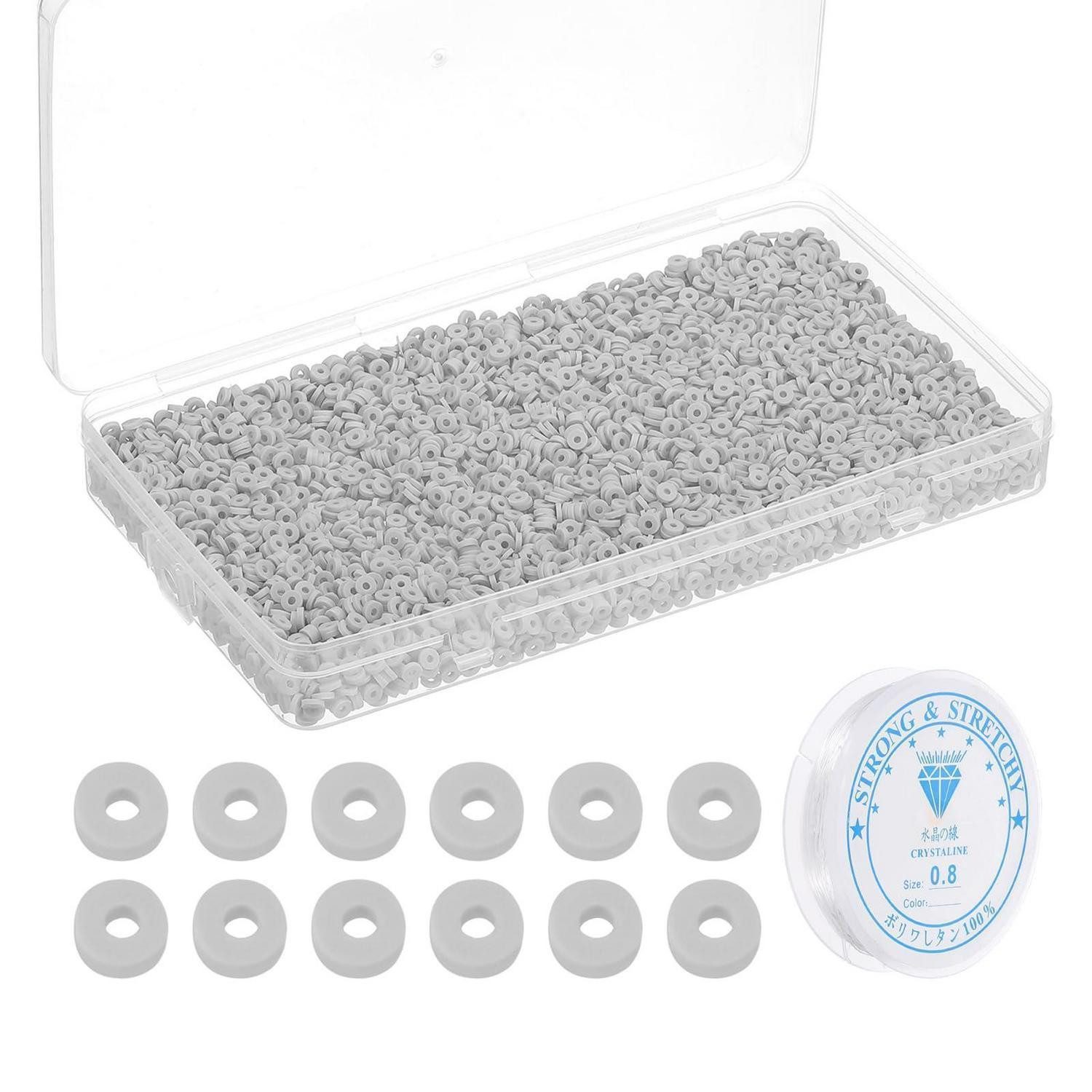 LuxusKollektion Bastelperlen Clay Perlen 4mm Grau 4000 Stück Bastelset, (4000-tlg)