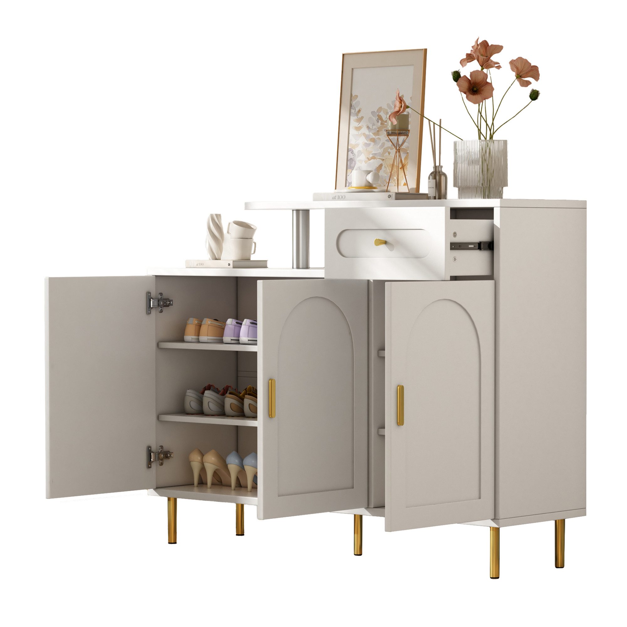 MODFU Schuhschrank mit goldenen Griffen (Elegantes Sideboard/Schuhschrank m günstig online kaufen