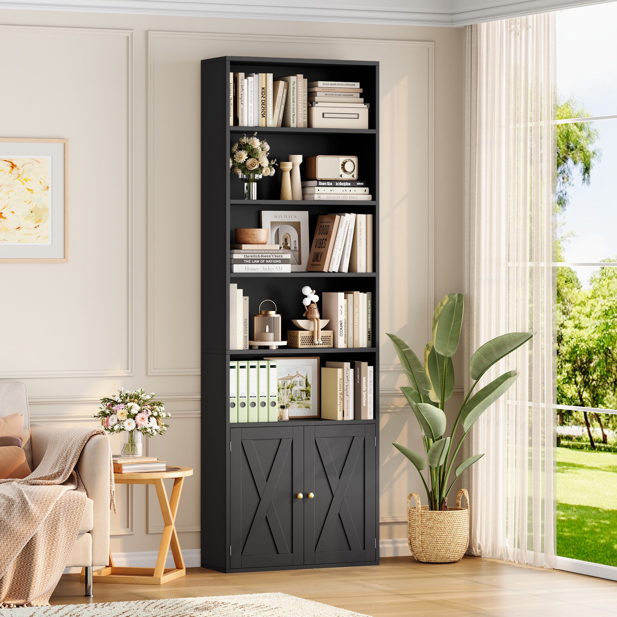 Homfa Bücherregal Standregal Büroregal Bücherschrank, mit 5 offenen Fächern günstig online kaufen