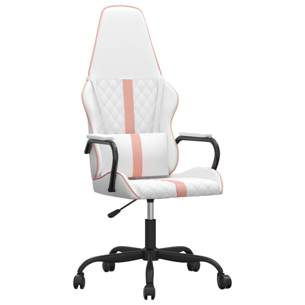 vidaXL Gaming-Stuhl Gaming-Stuhl Weiß und Rosa Kunstleder (1 St)
