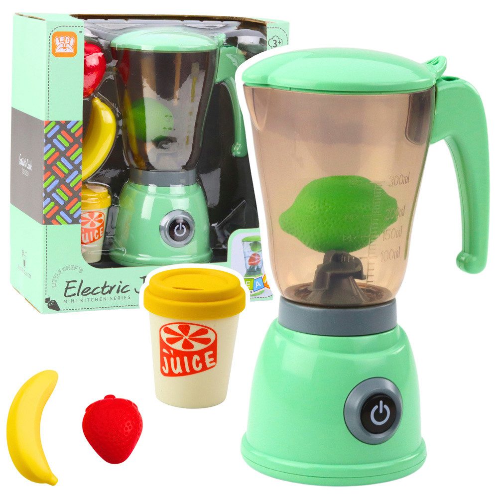 LEAN TOYS Kinder-Standmixer Spielzeugmixer Kinderküche Rollenspiel, (Spar-Set, 1-tlg., 22 x 14 x 10 cm bunt), Licht- & Geräuscheffekte, drehende Messer, Krug