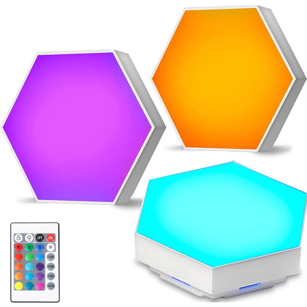 LED Dekolicht Hexagon Panel Wandleuchte mit Fernbedienung, RGB Touch-Steuerung