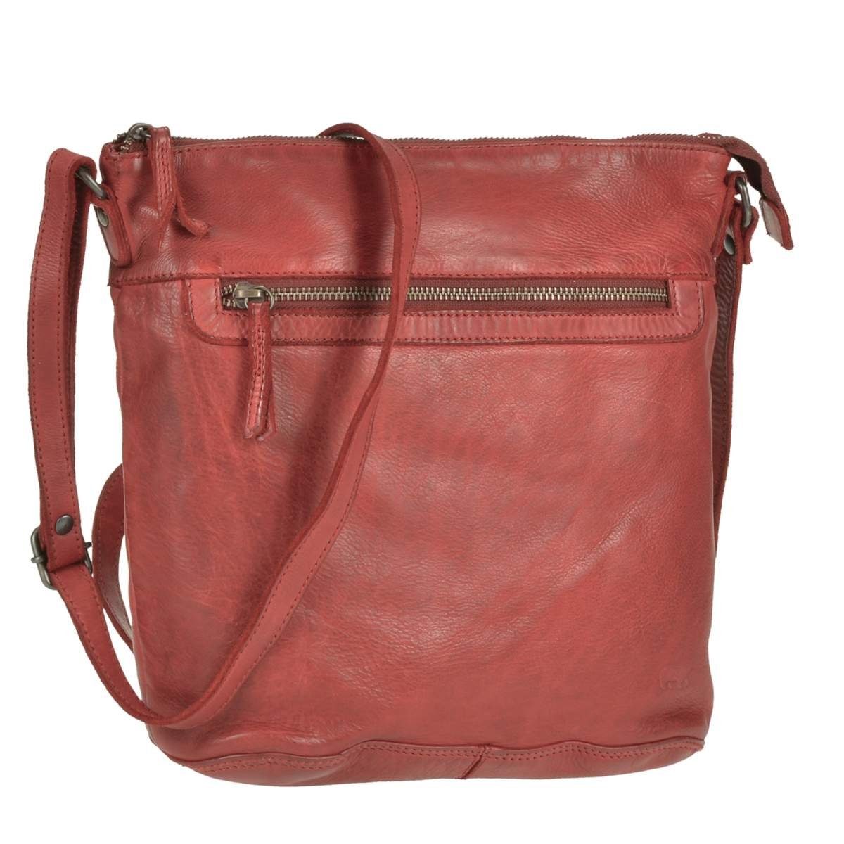 Bear Design Umhängetasche Erna, kleine Handtasche 30x27cm, Shopper,  Schultertasche, Leder in rot