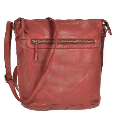 Bear Design Umhängetasche »Erna«, kleine Handtasche 30x27cm, Shopper, Schultertasche, knautschiges Leder in rot