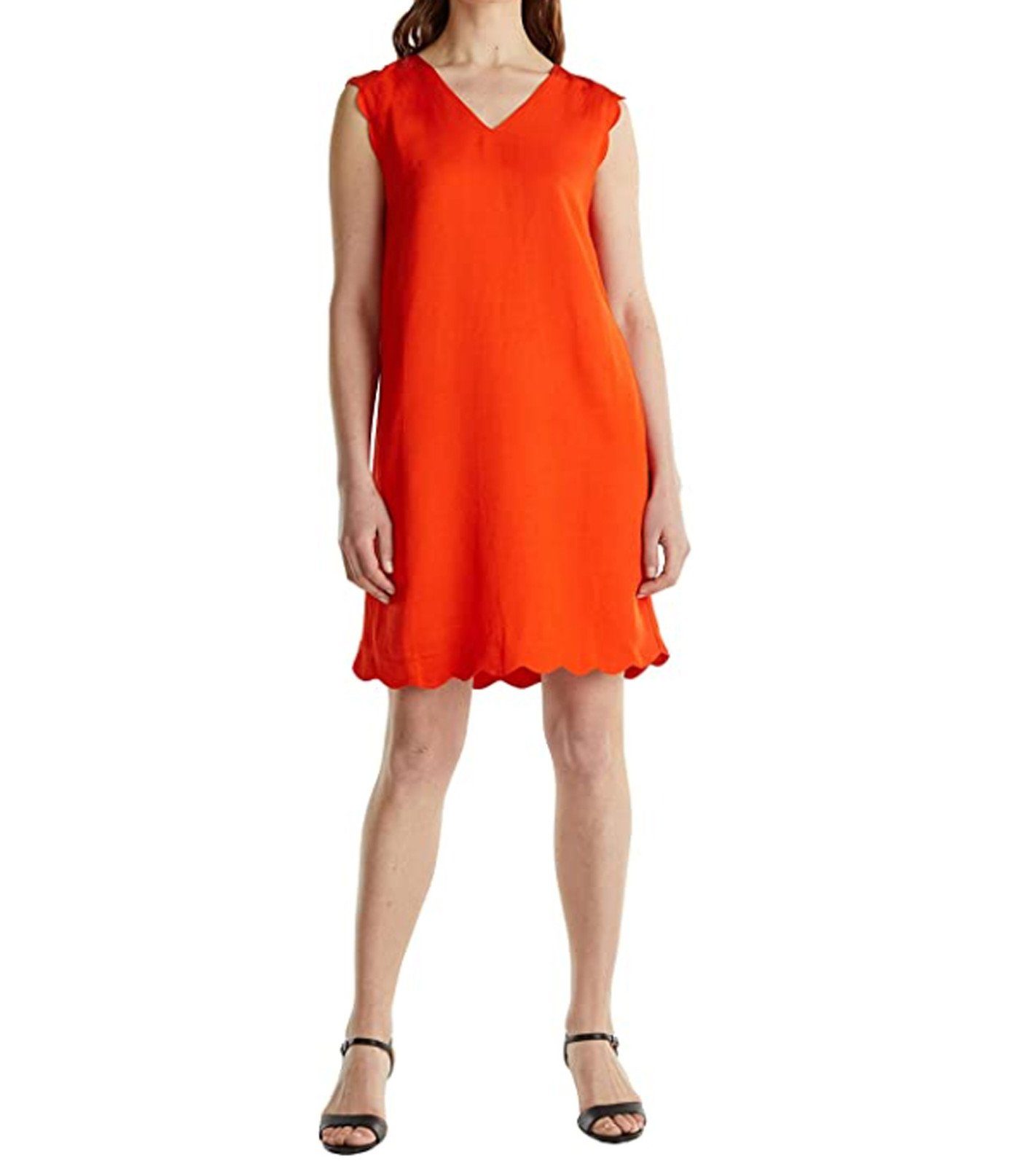 Esprit Sommerkleid »ESPRIT Mini-Kleid unifarbenes Damen Sommer-Kleid mit  Wellenkanten Party-Kleid Orange« online kaufen | OTTO