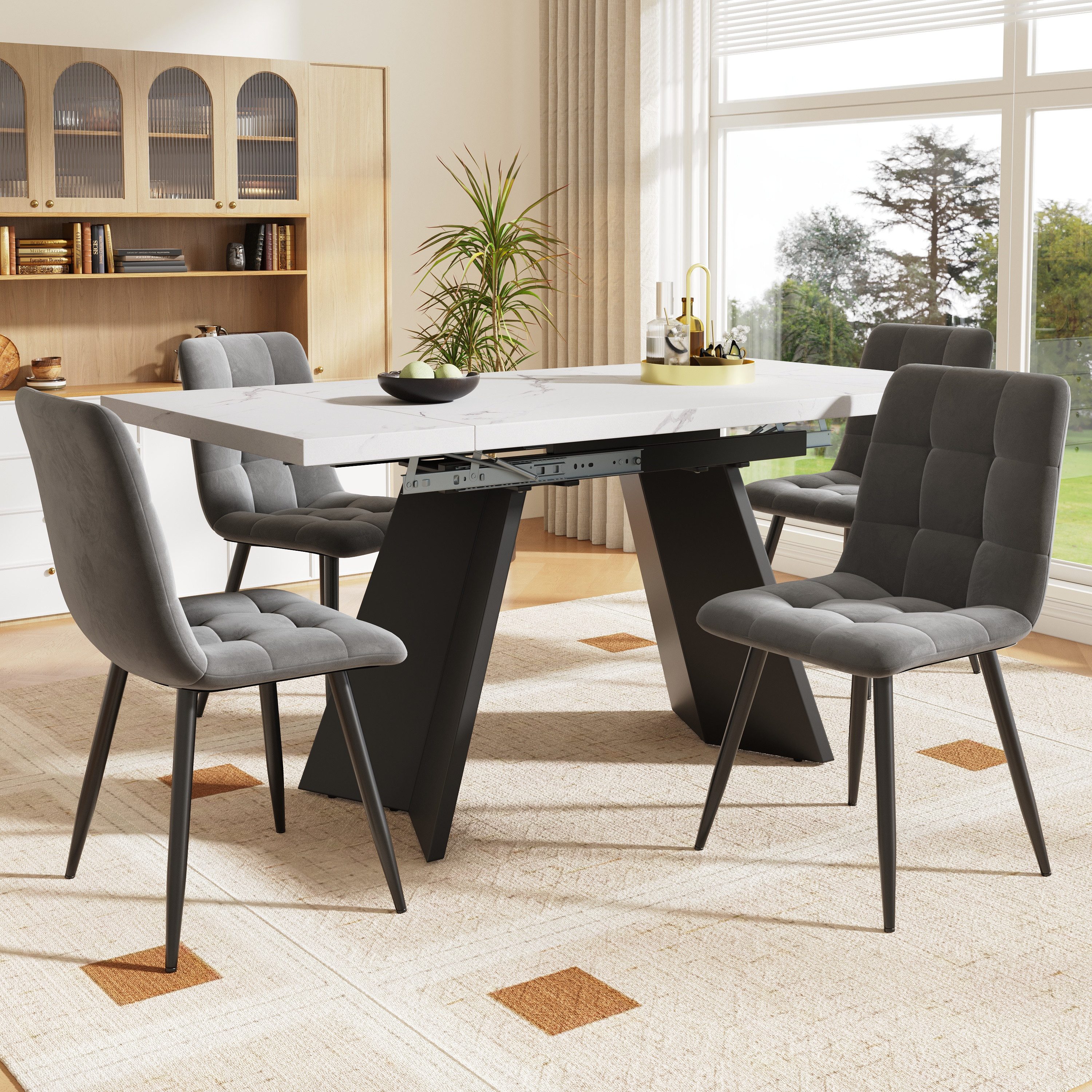 OKWISH Esstisch Langer Tisch,Moderne Esstisch,Teleskoptisch,Esstisch-Set (E günstig online kaufen