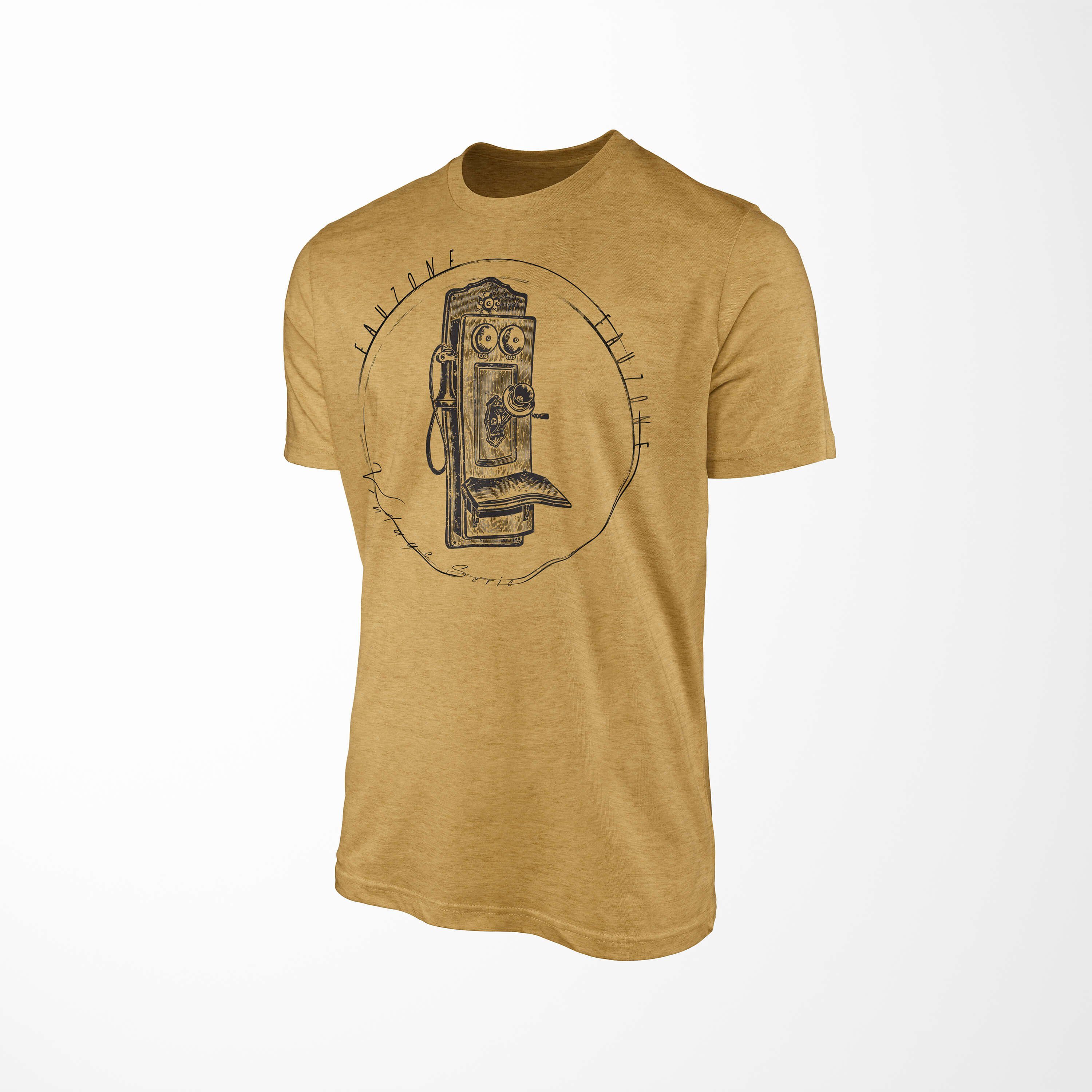 T-Shirt Art Sinus Herren Antique Gold T-Shirt Vintage Telefonkasten