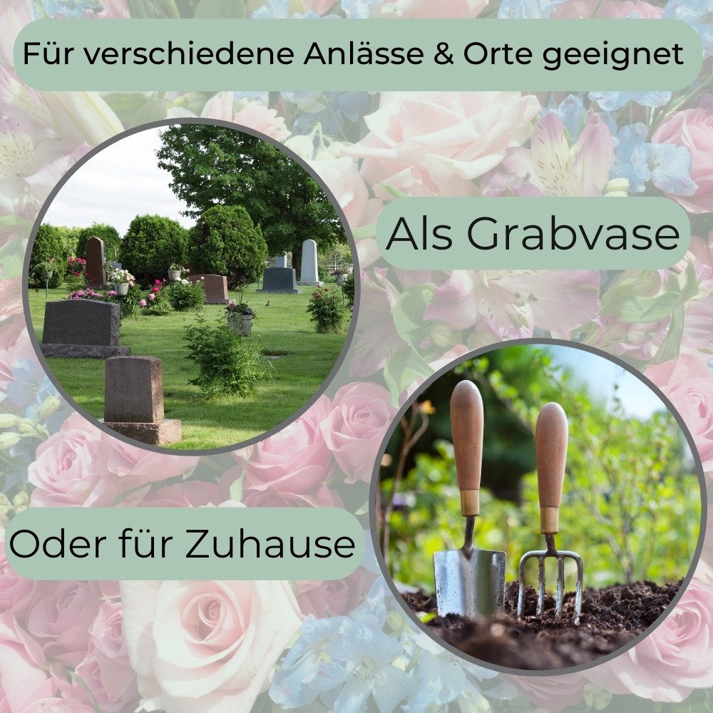 GarPet Bodenvase 2er Set Grabvase mit Sockel Friedhofvase Blumenvase Friedhof bronze