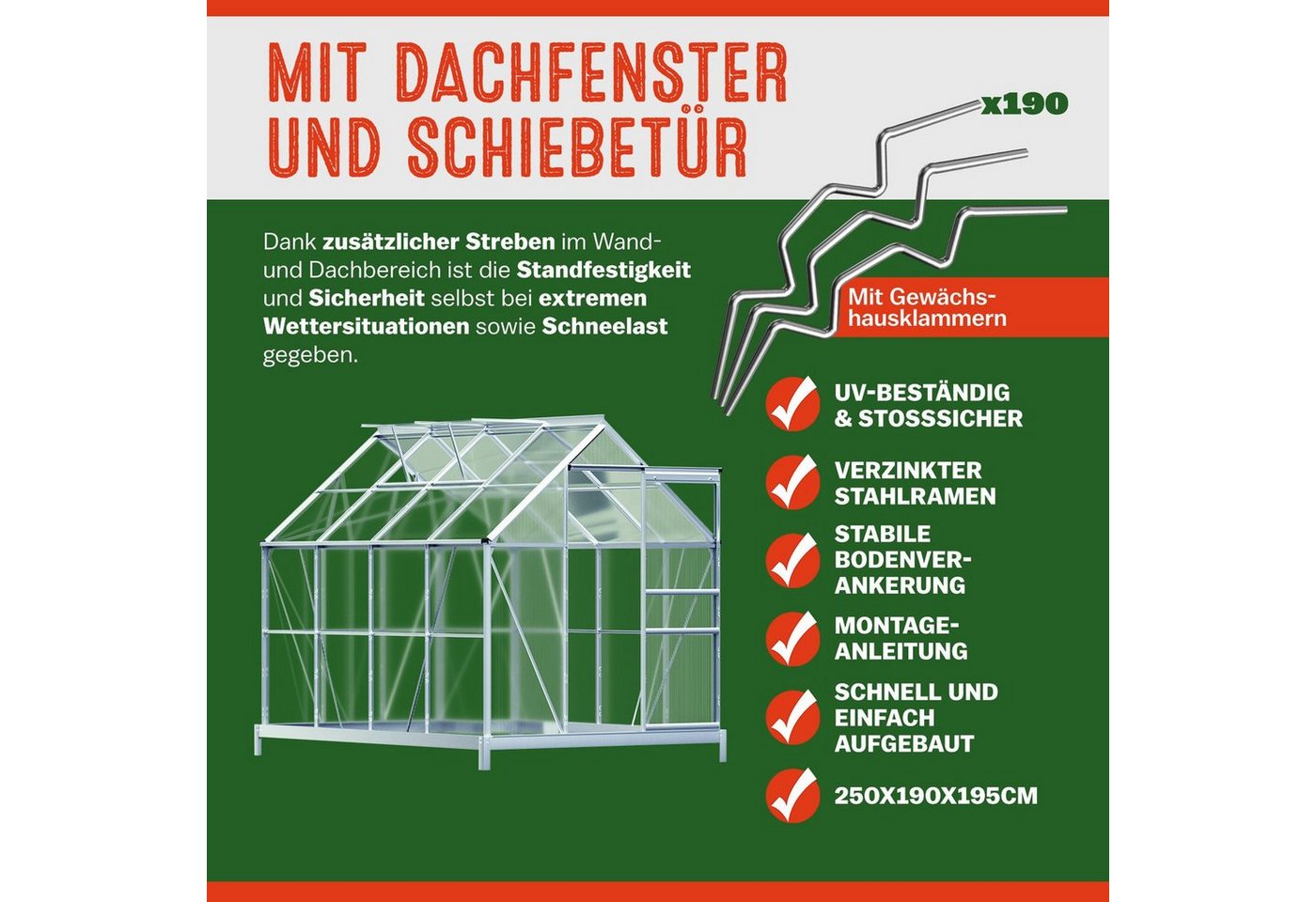 Gardebruk Gewächshaus, Aluminium 4,75mÂ... Gardebruk Gewächshaus, Aluminium 4,75mÂ...