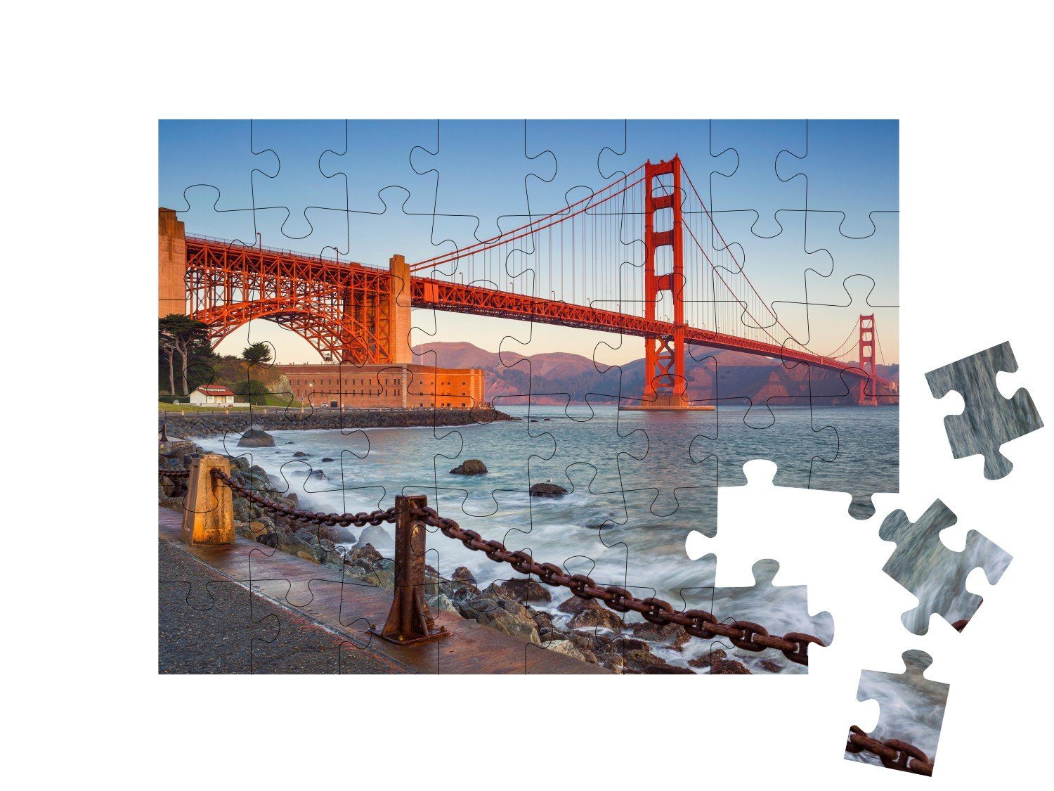 Gate Gate puzzleYOU-Kollektionen Sonnenaufgang, Francisco, San Amerika, Bridge Puzzleteile, Golden im Puzzle Bridge puzzleYOU Golden 48