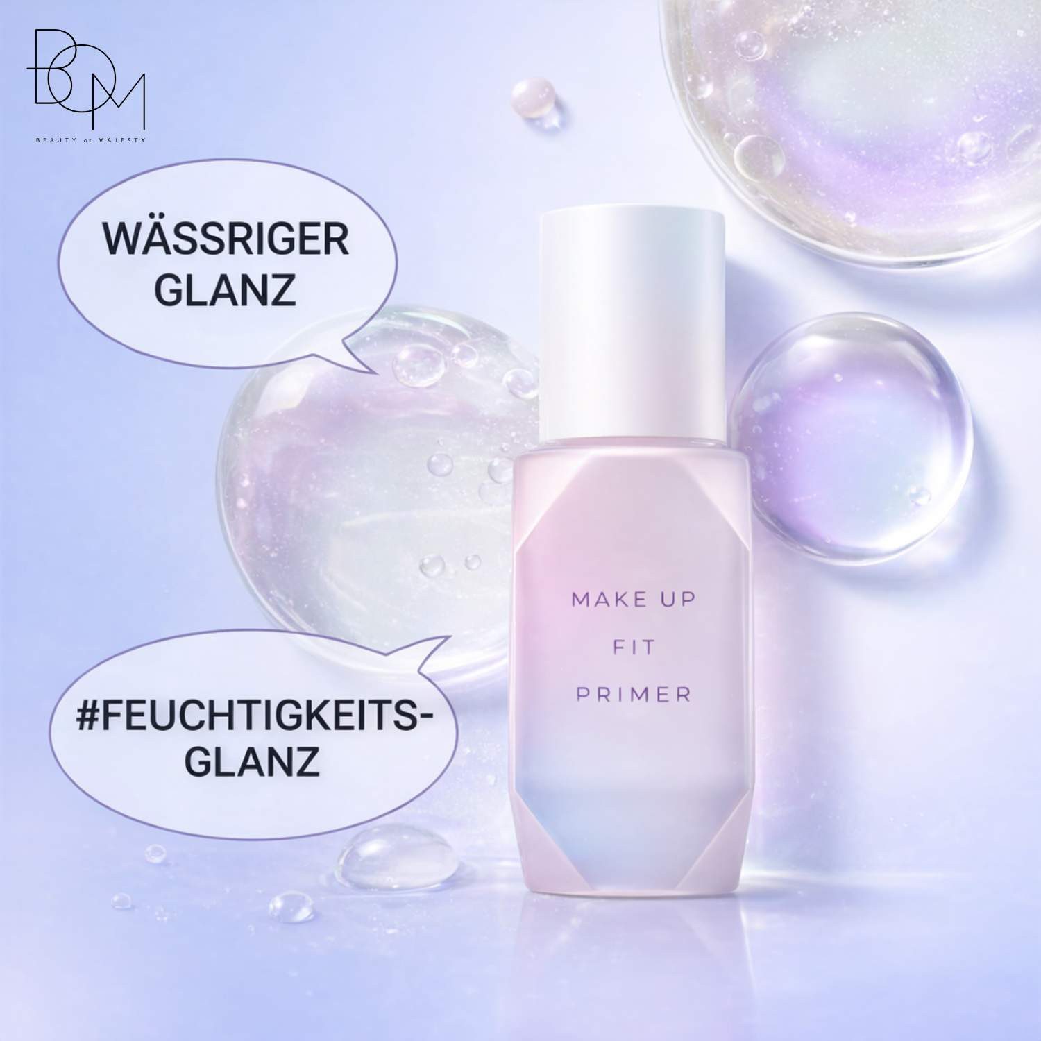 Beauty of Majesty Primer Make Up Fit Primer 30 ml – feuchtigkeitsspendender Primer mit Glow, -Finish, gelige Make-up-Basis für glatte Haut, verfeinert, Poren optisch, für Foundation und BB Cream