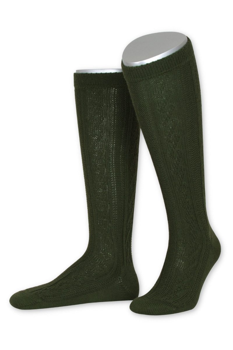Lusana Trachtensocken Trachten Kniestrümpfe - L4910 - lodengrün, schwarz, s günstig online kaufen
