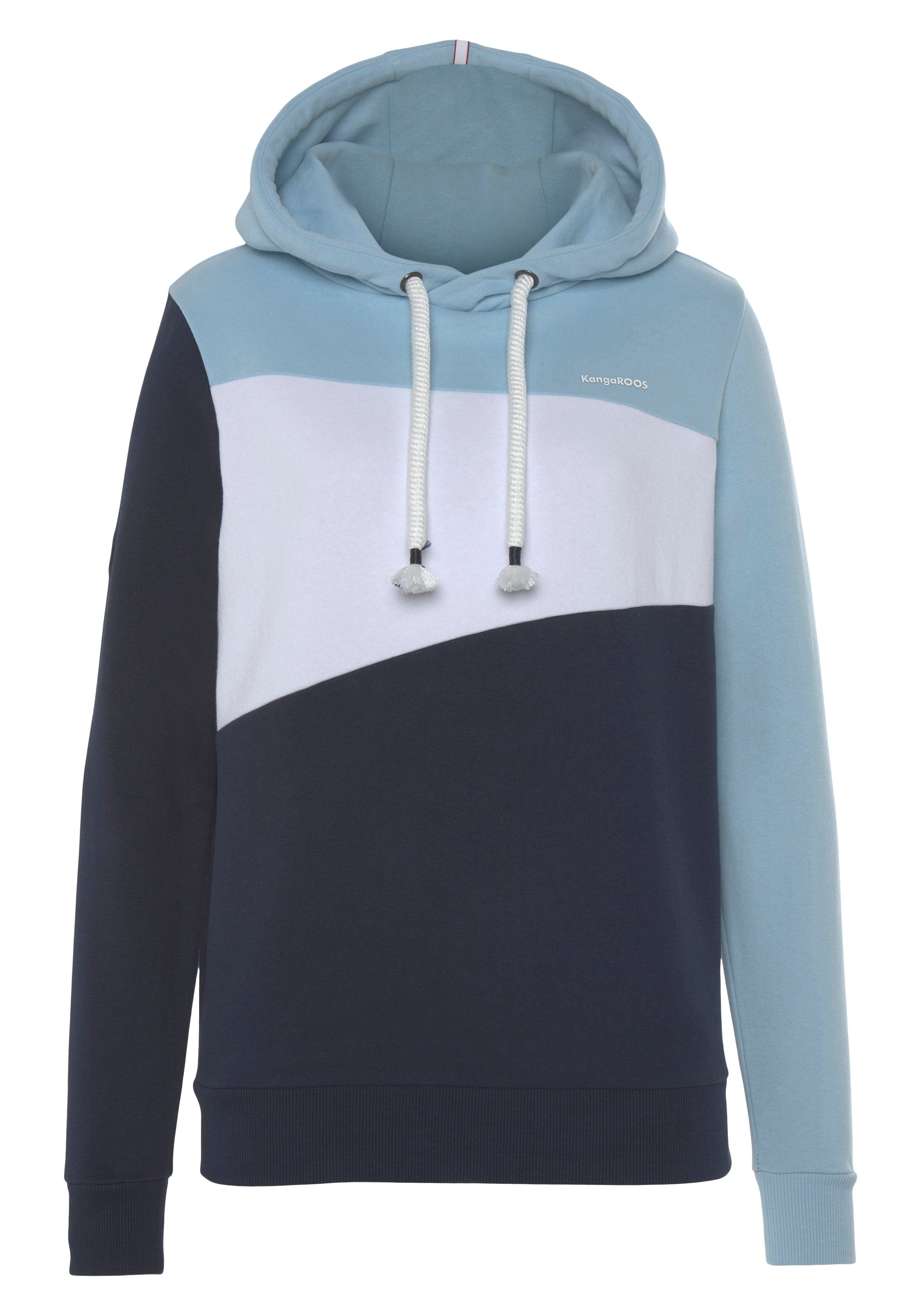 KangaROOS Hoodie Langarm, lockere Passform, Colorblocking-Optik
