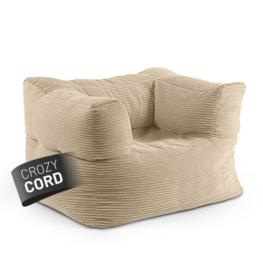 Lumaland Sitzsack Modular Sitzsack Sessel Cord - für Modulares Sofa - Indoor Sitzkissen, XXL Sessel - Pouf separat erhältlich - EPS Perlen Bean Bag mit Füllung