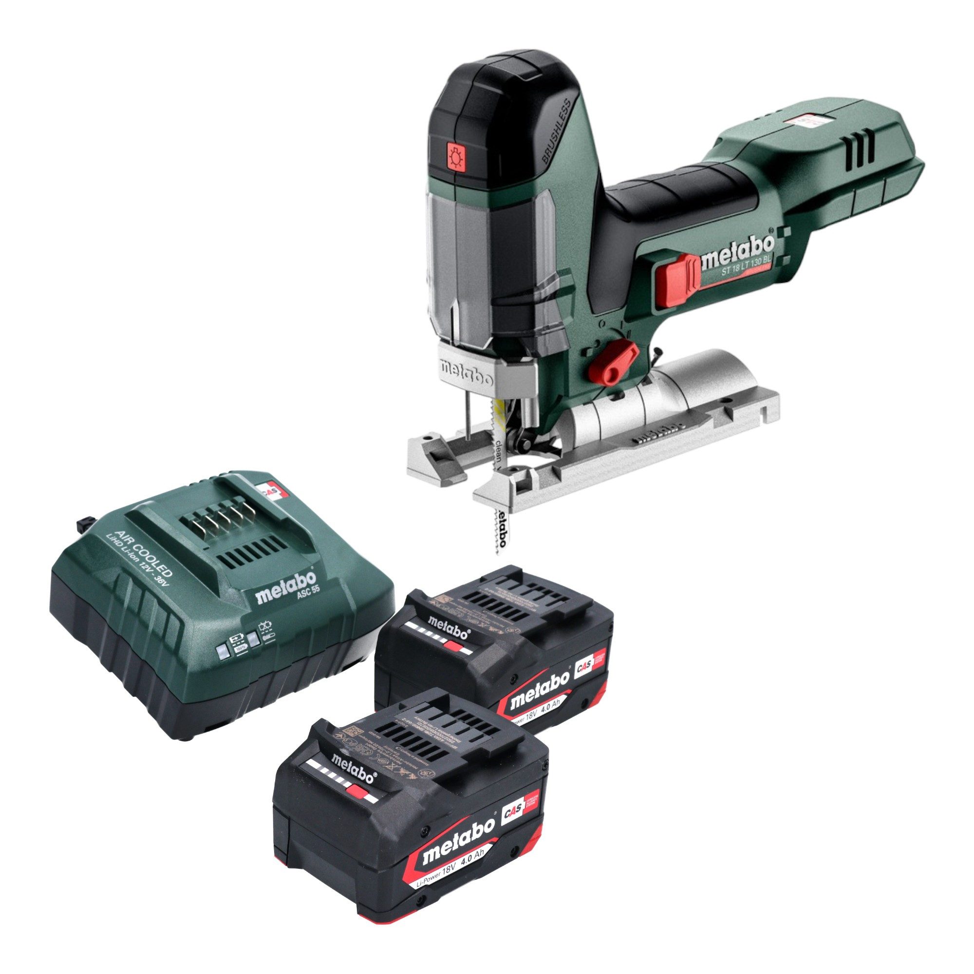 metabo Akku-Stichsäge ST 18 LT 130 BL 18 V 130 mm Brushless + 2x Akku 4,0 Ah + Ladegerät