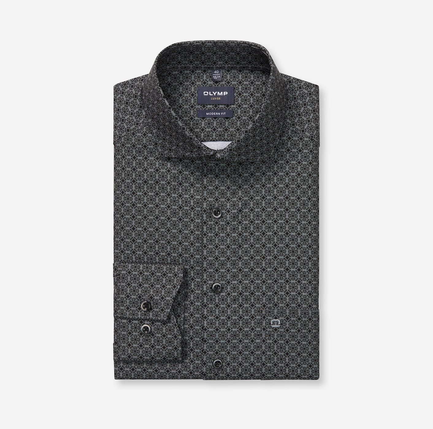OLYMP Langarmhemd Luxor modern fit Royal-Kentkragen, Businesshemd, modern fit, gemustert