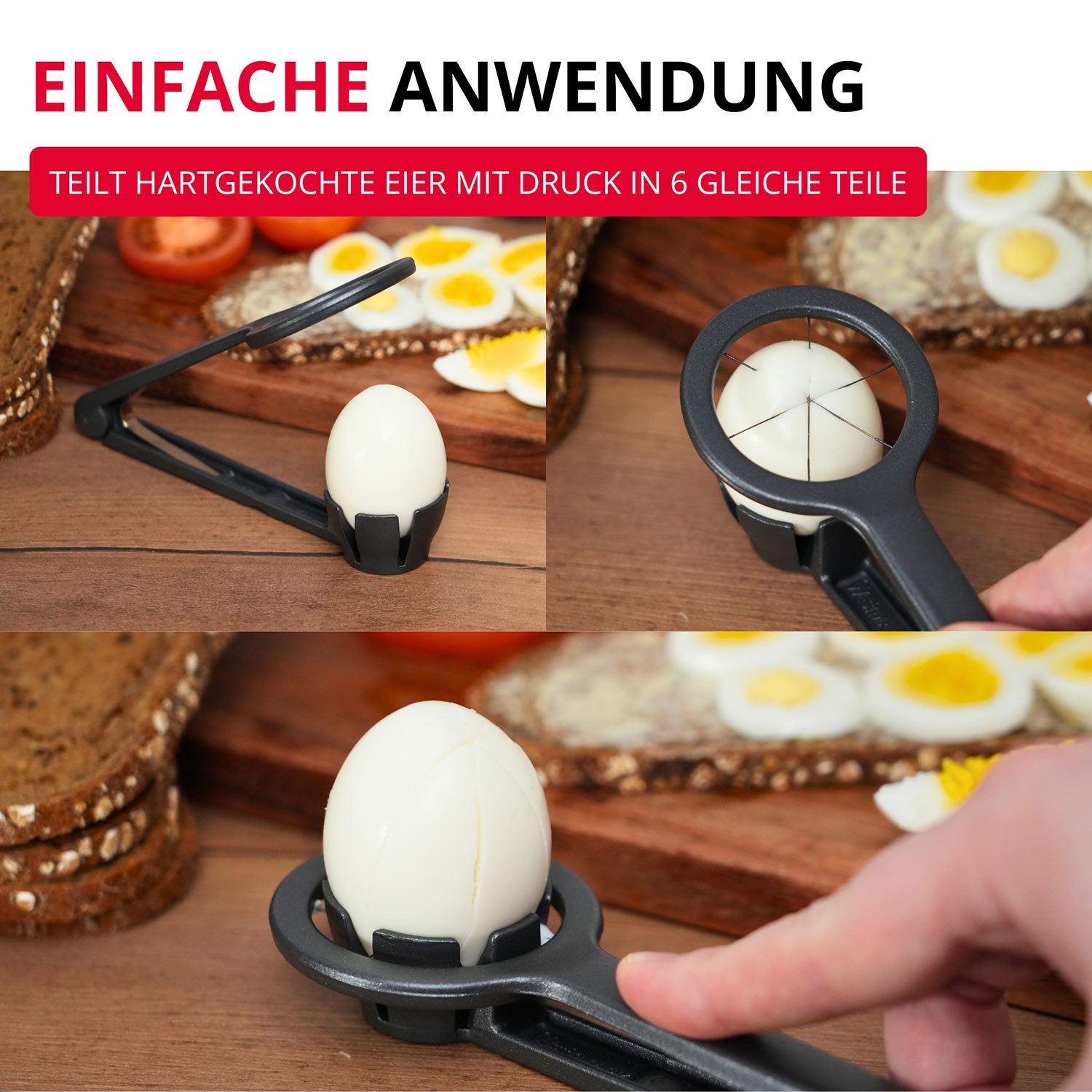 WESTMARK Eierschneider Columbus Black Edition – für gleichmäßige Spalten – Extra-Scharfe