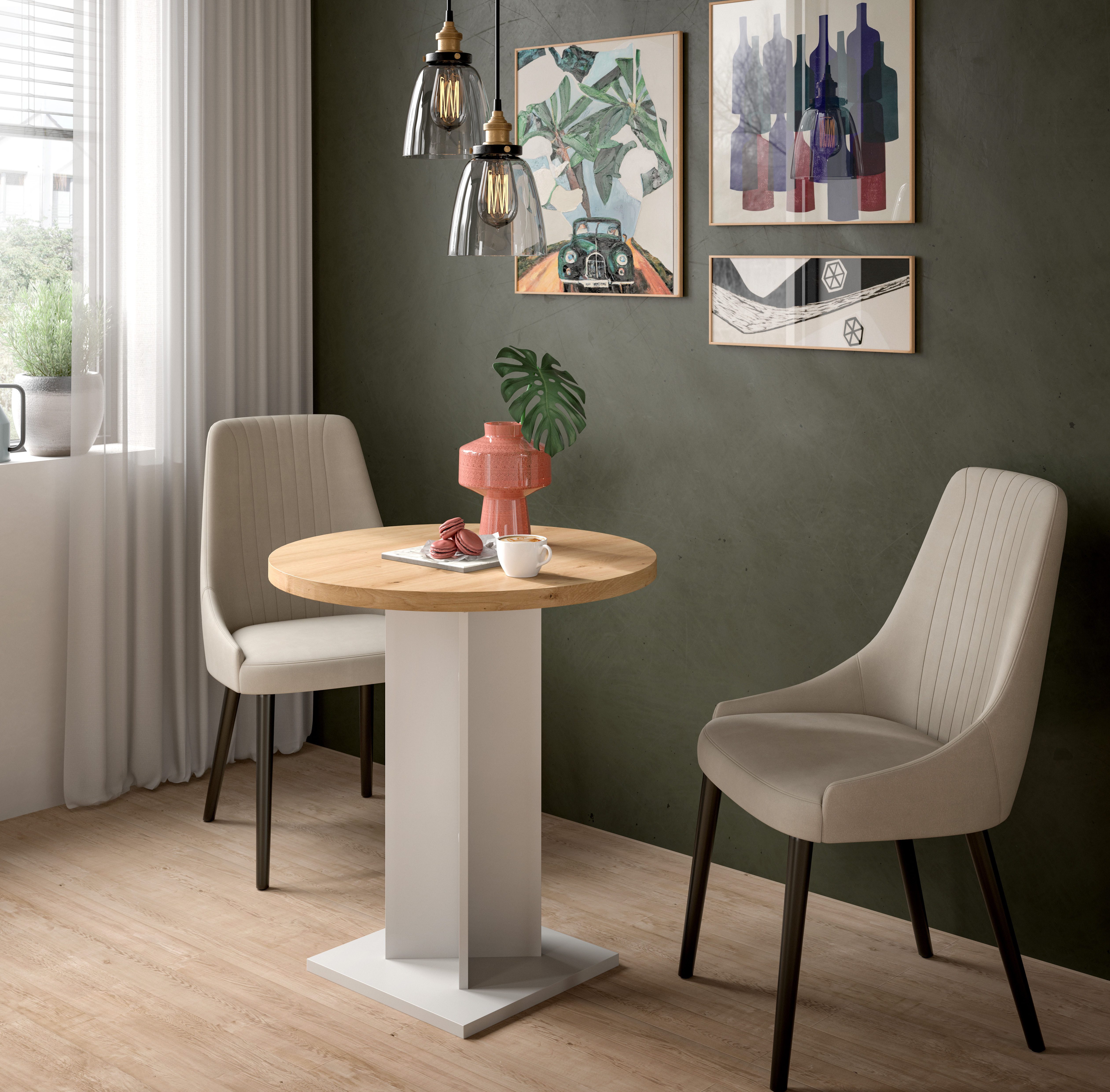 Home affaire Esstisch GERO, 70x76x70 cm, mit Säulengestell, runde Tischplatte (1-St., in verschiedenen Ausführungen erhältlich), Tisch, Esstisch, Esszimmer, Esszimmertisch, Küchetisch, Bartisch
