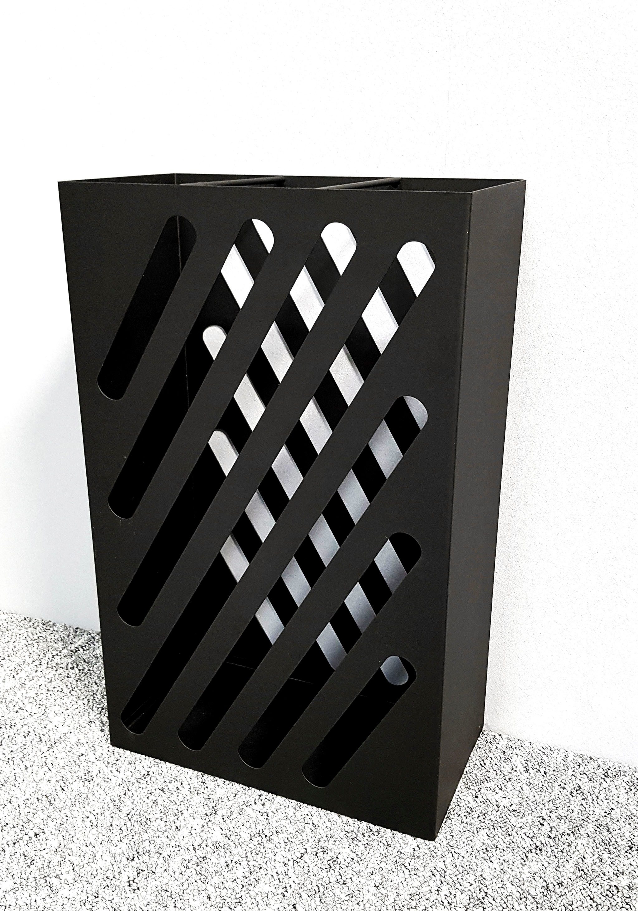 HAKU Schirmständer Regenschirmständer, Schirmkorb, rechteckig - aus Metall Schwarz - B/T/H 30/16/48 cm