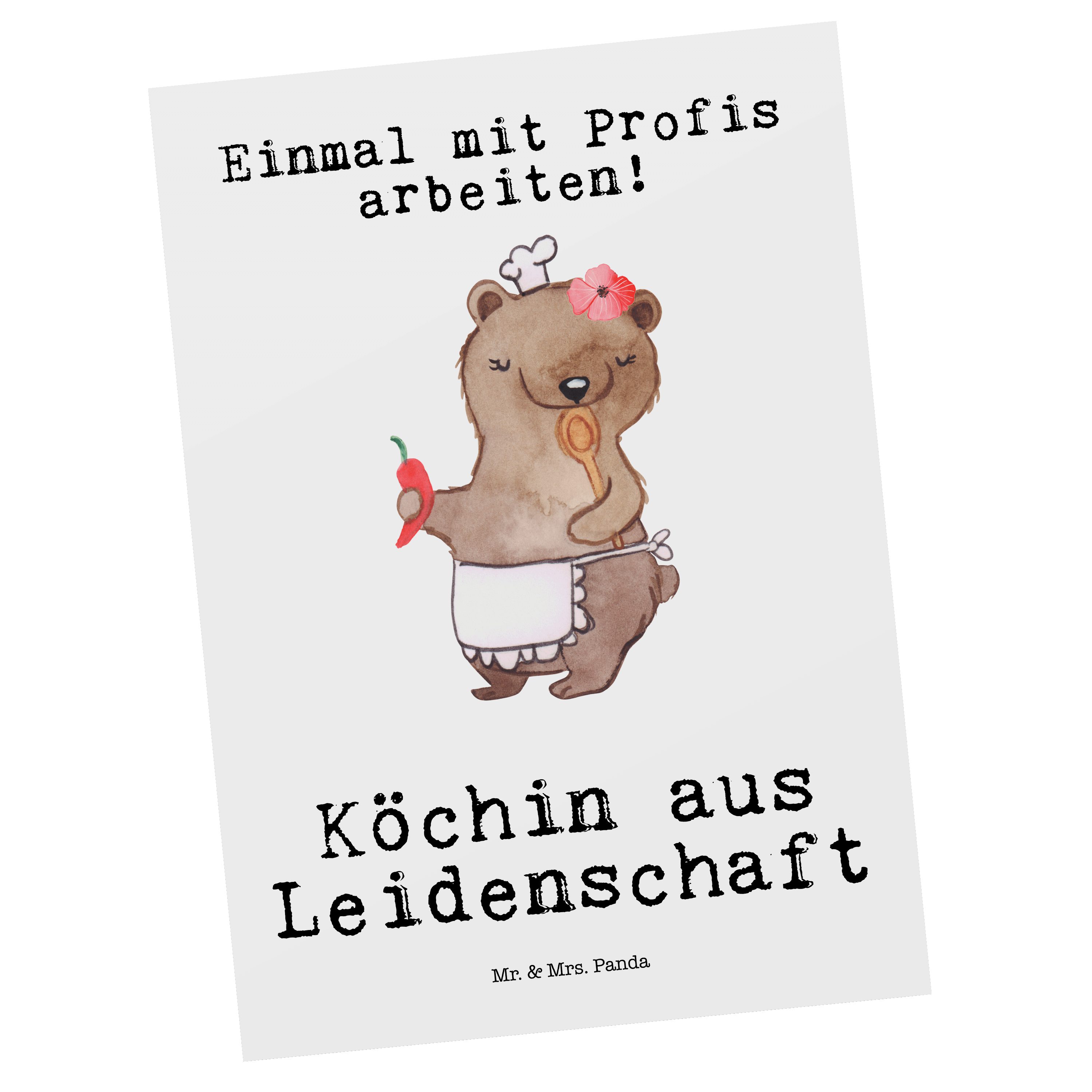 Mr. & Mrs. Panda Postkarte »Köchin aus Leidenschaft Weiß Geschenk
