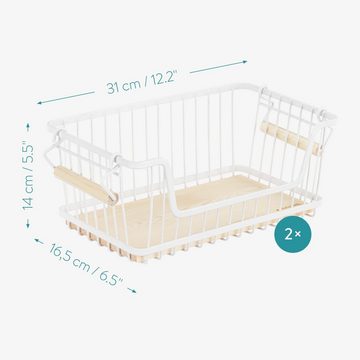 Navaris Aufbewahrungskorb 2x stapelbare Gitter-Körbe für Küche/Bad/Regal, 16,5x31x14cm (1 St)